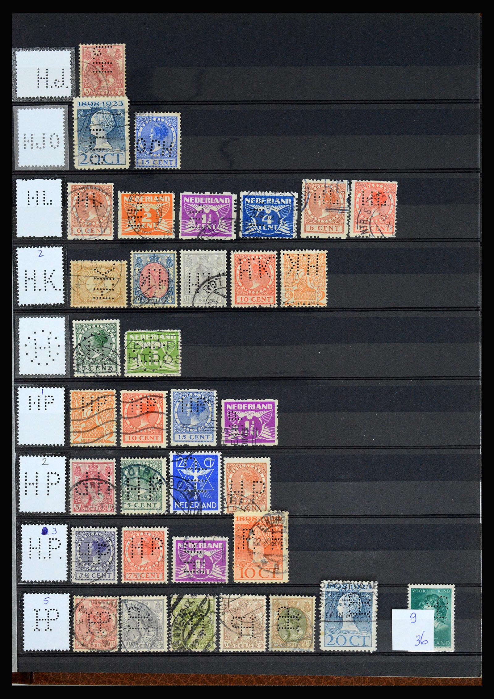 37183 018 - Postzegelverzameling 37183 Nederland firmaperforaties 1872-1960.