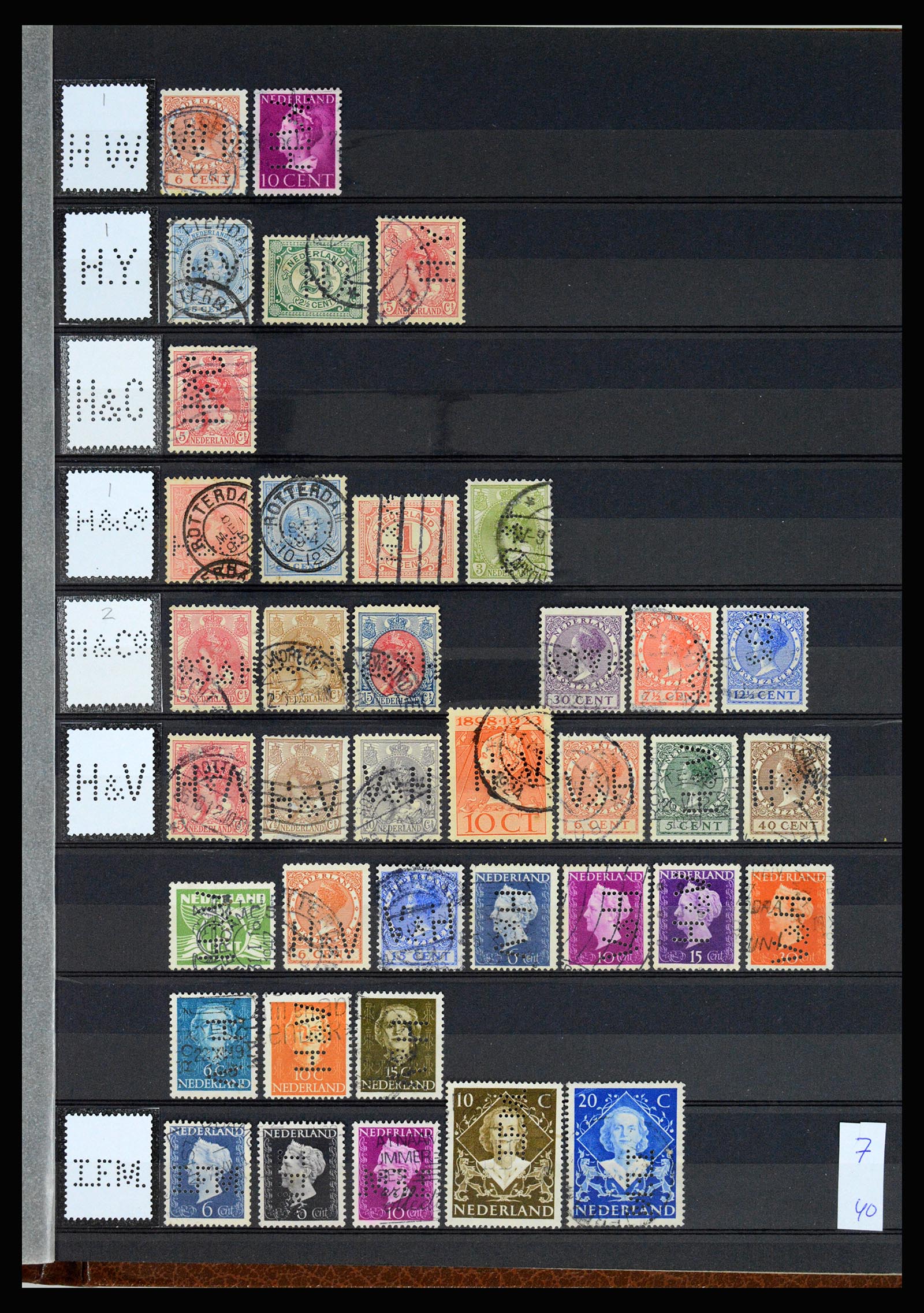 37183 020 - Postzegelverzameling 37183 Nederland firmaperforaties 1872-1960.