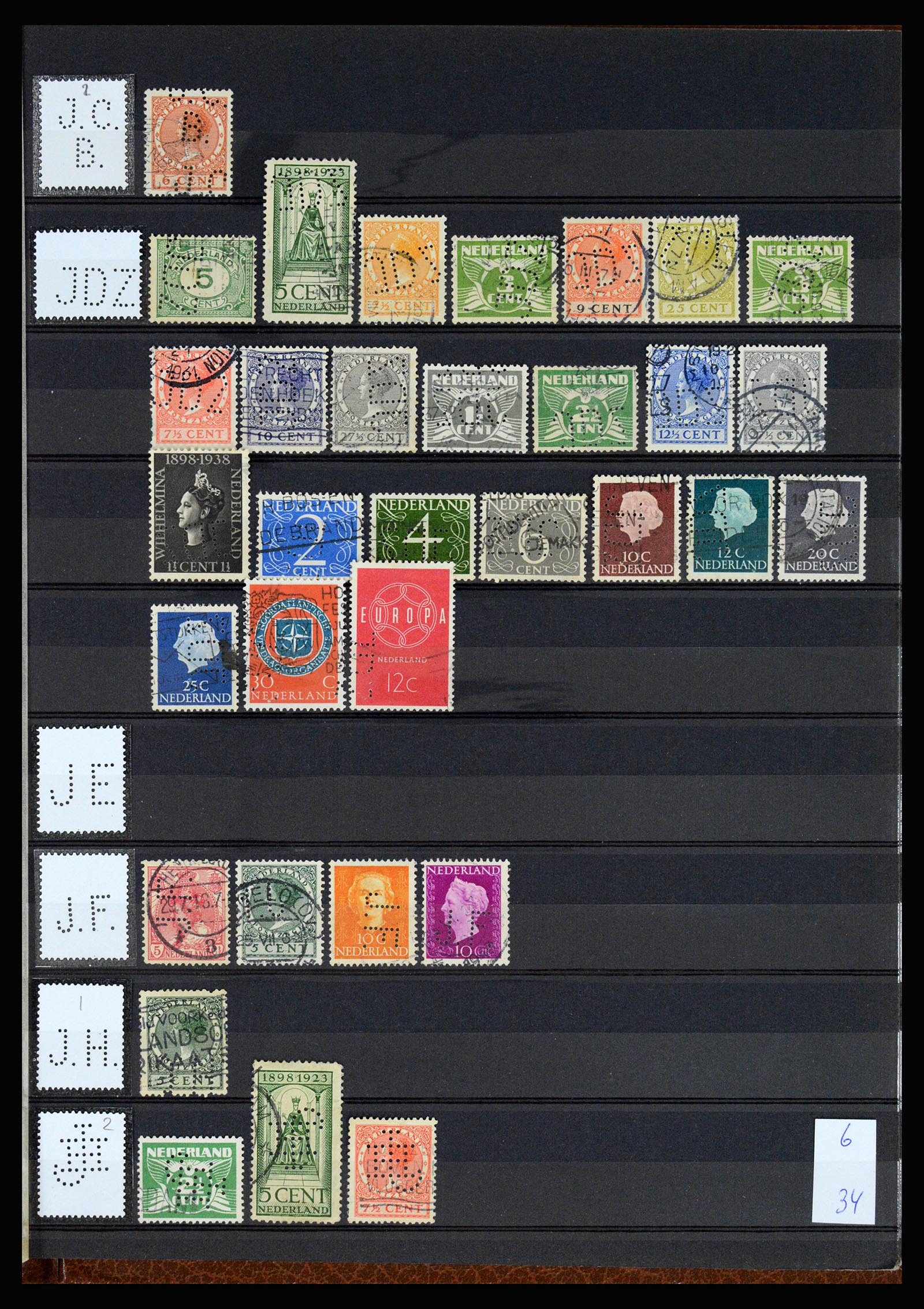 37183 022 - Postzegelverzameling 37183 Nederland firmaperforaties 1872-1960.