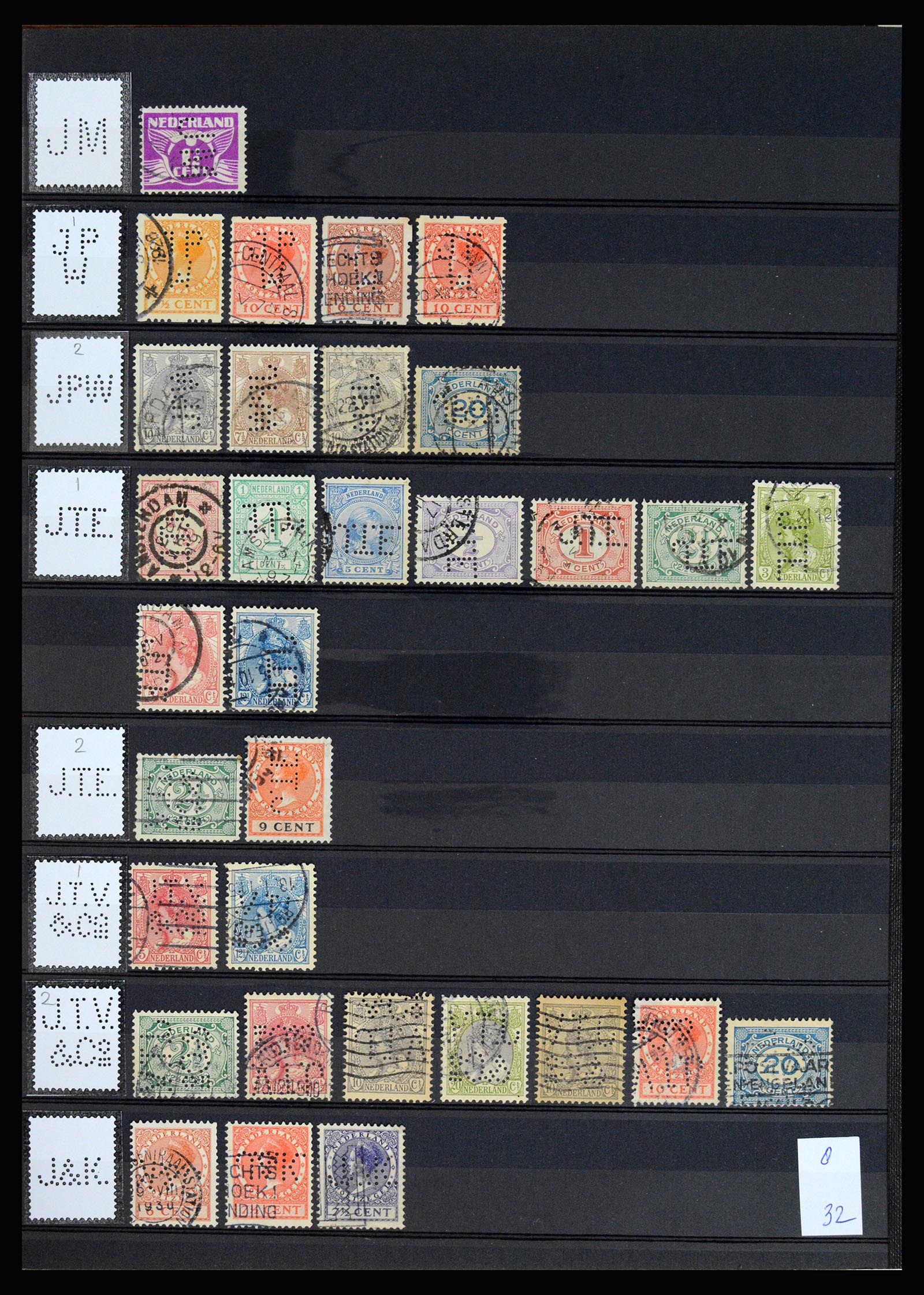 37183 023 - Stamp collection 37183 Netherlands perfins 1872-1960.