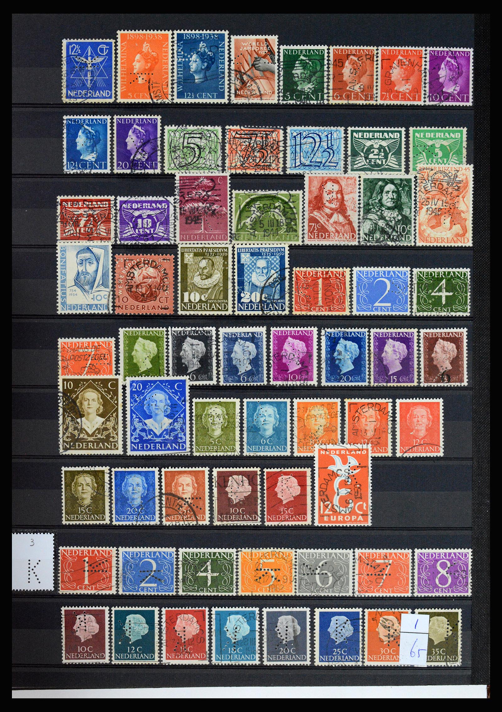 37183 025 - Postzegelverzameling 37183 Nederland firmaperforaties 1872-1960.