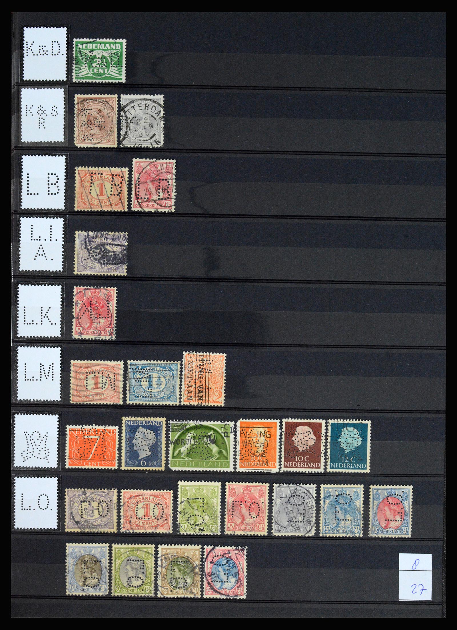 37183 029 - Postzegelverzameling 37183 Nederland firmaperforaties 1872-1960.