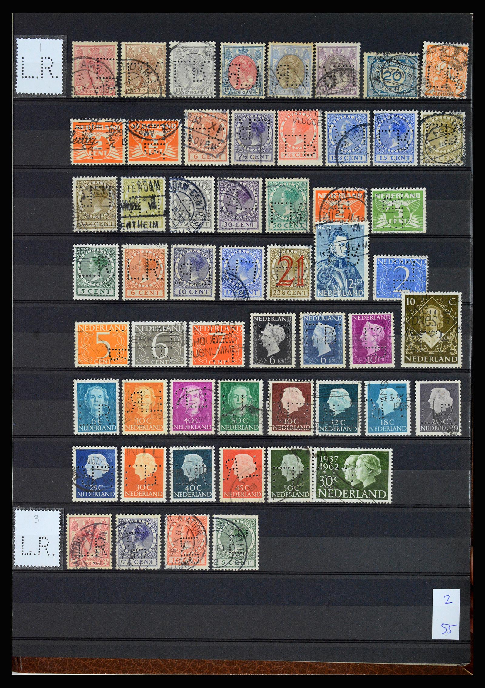 37183 030 - Postzegelverzameling 37183 Nederland firmaperforaties 1872-1960.