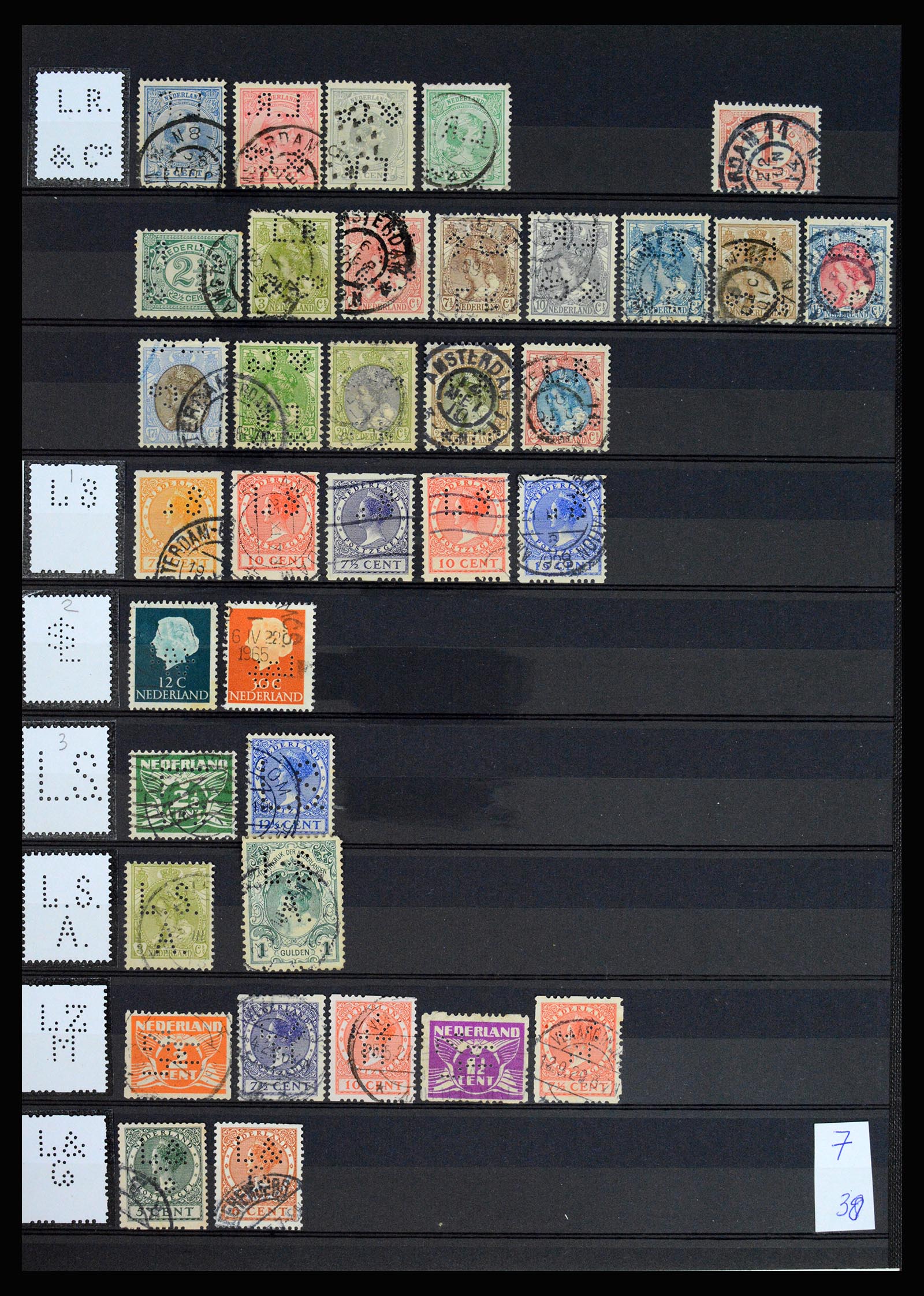 37183 031 - Postzegelverzameling 37183 Nederland firmaperforaties 1872-1960.