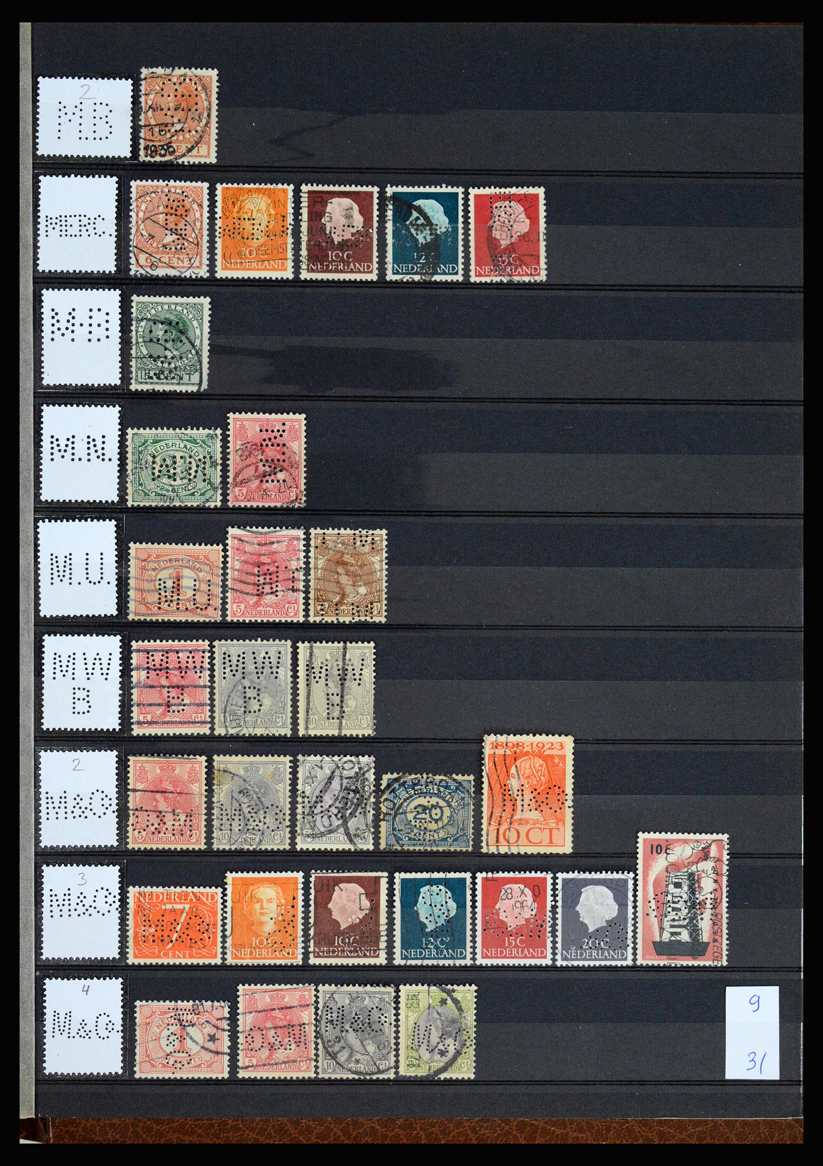 37183 032 - Postzegelverzameling 37183 Nederland firmaperforaties 1872-1960.