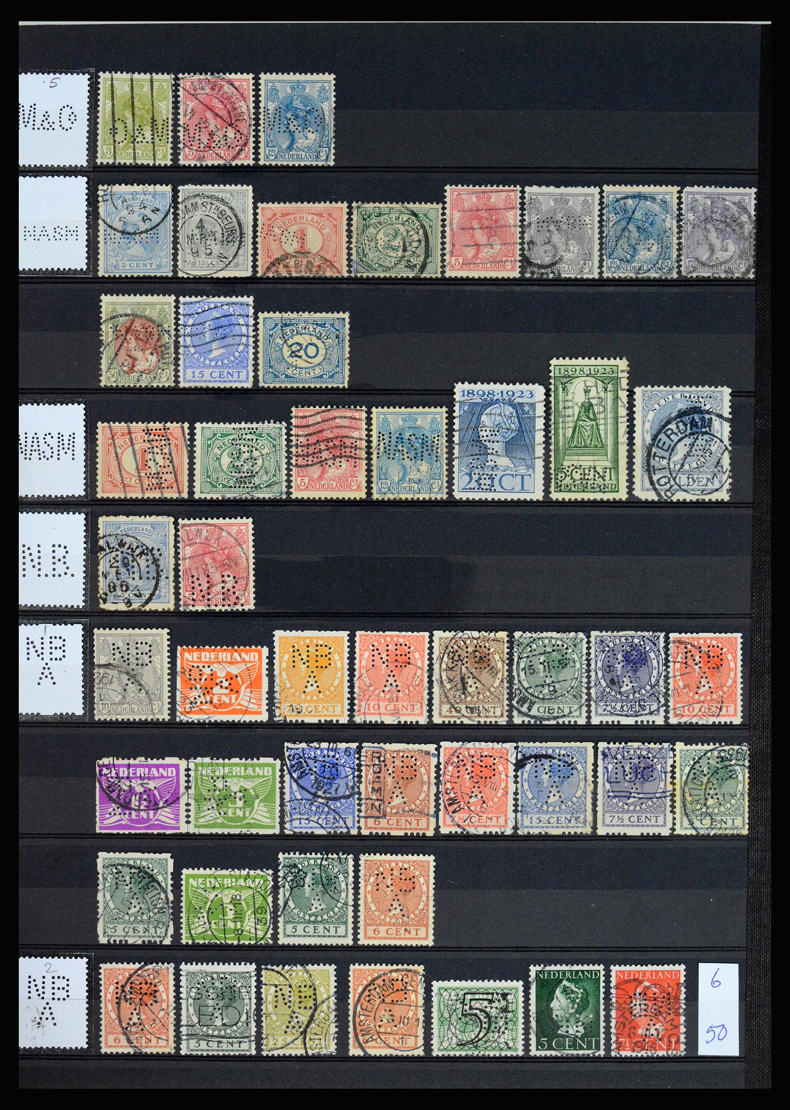 37183 033 - Postzegelverzameling 37183 Nederland firmaperforaties 1872-1960.