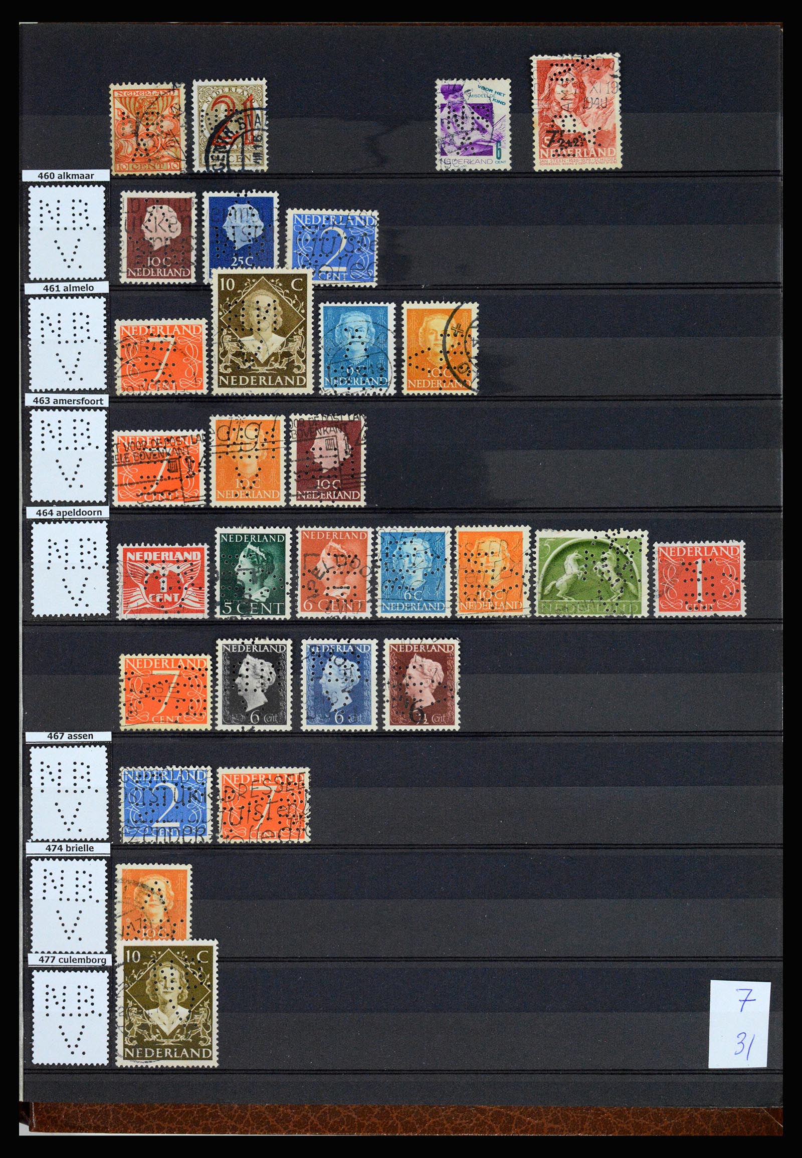 37183 034 - Postzegelverzameling 37183 Nederland firmaperforaties 1872-1960.