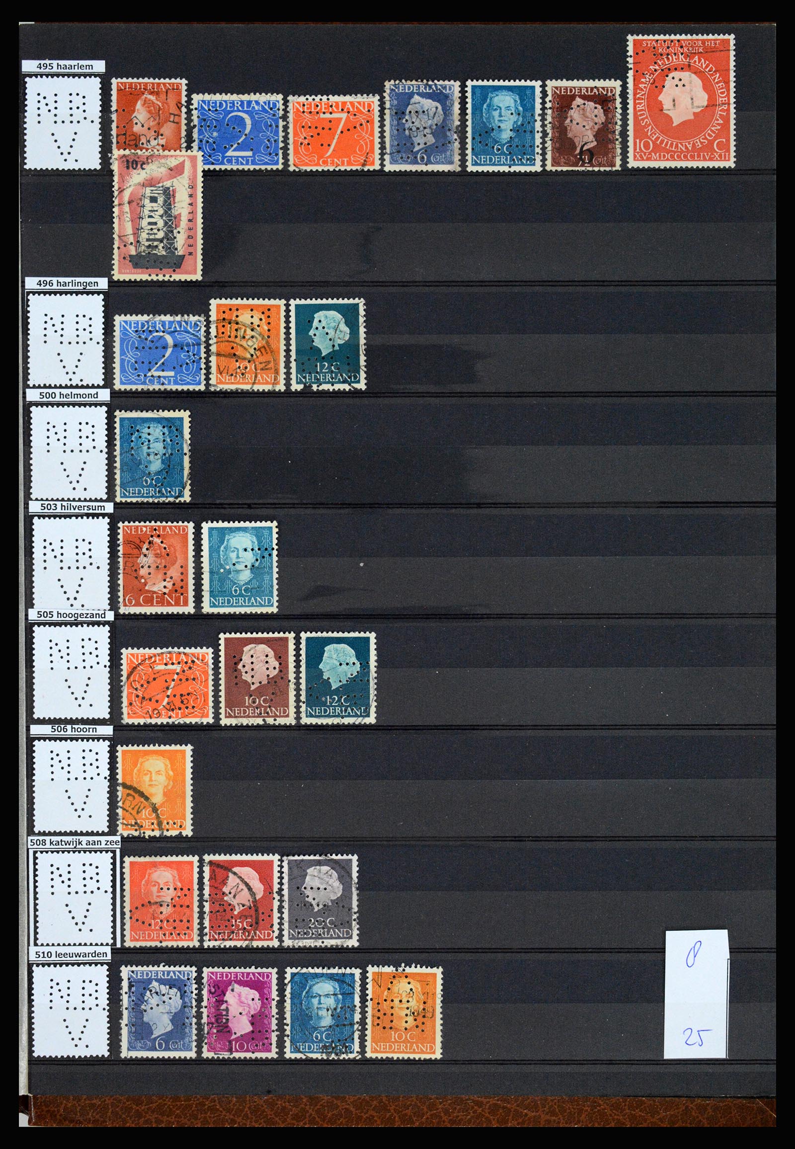 37183 036 - Stamp collection 37183 Netherlands perfins 1872-1960.