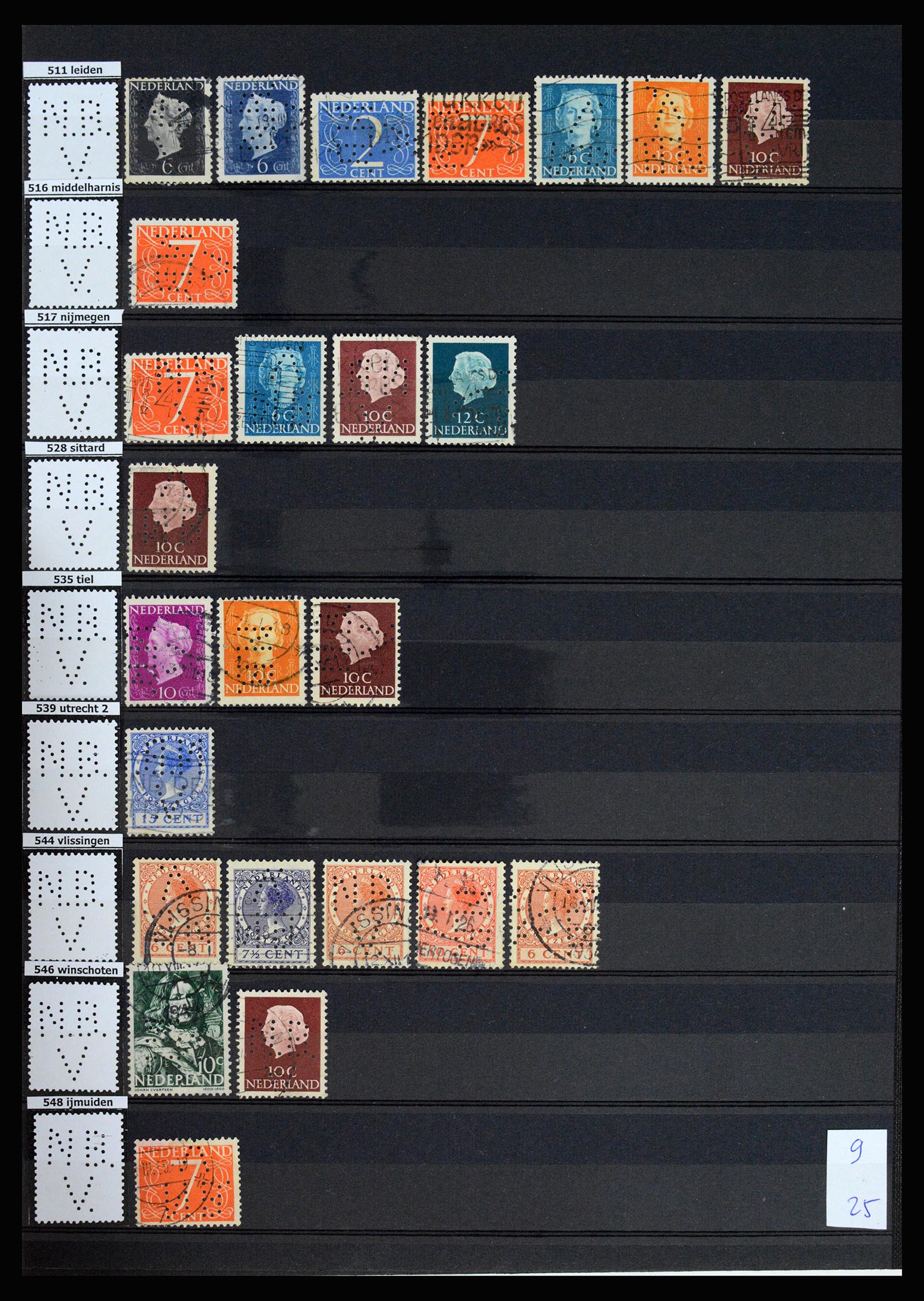 37183 037 - Postzegelverzameling 37183 Nederland firmaperforaties 1872-1960.