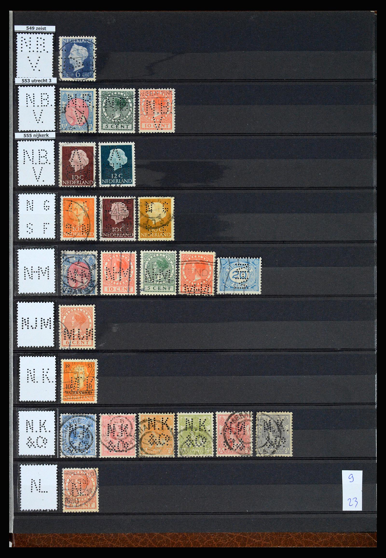37183 038 - Stamp collection 37183 Netherlands perfins 1872-1960.