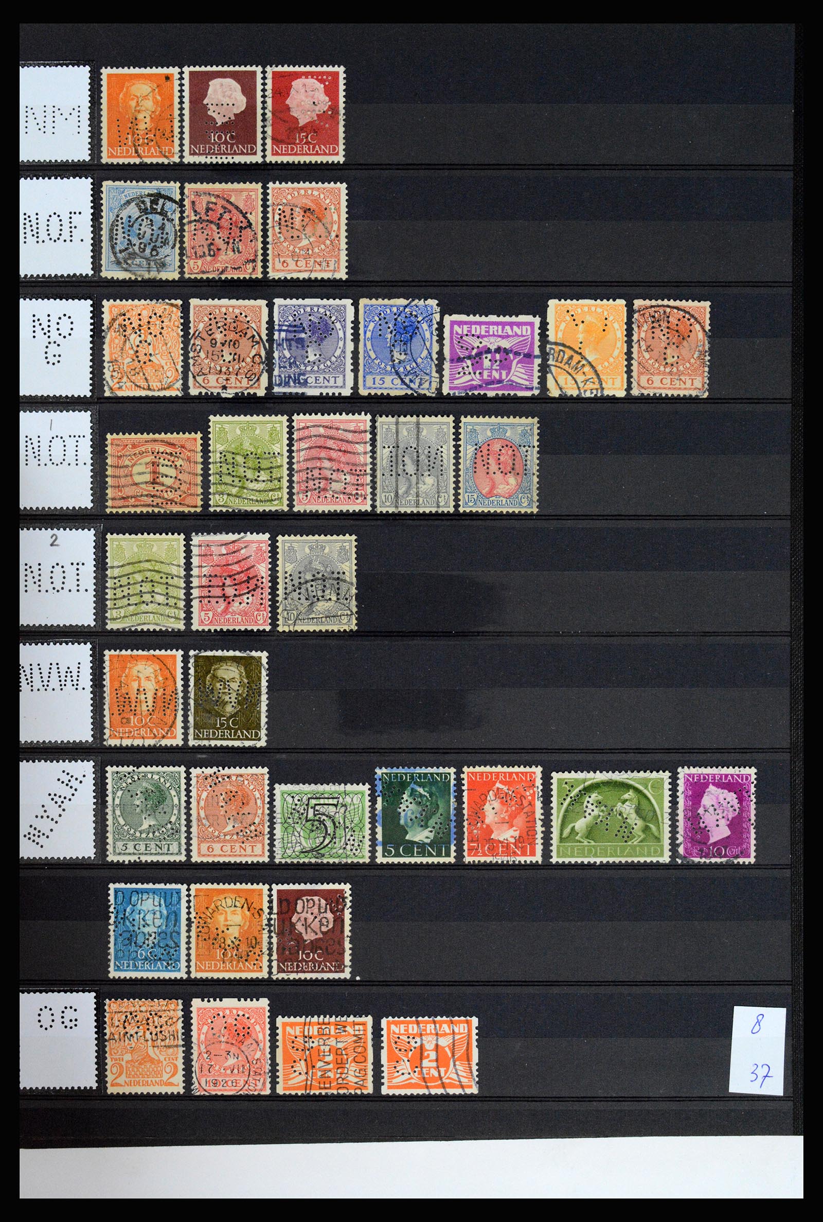 37183 039 - Postzegelverzameling 37183 Nederland firmaperforaties 1872-1960.