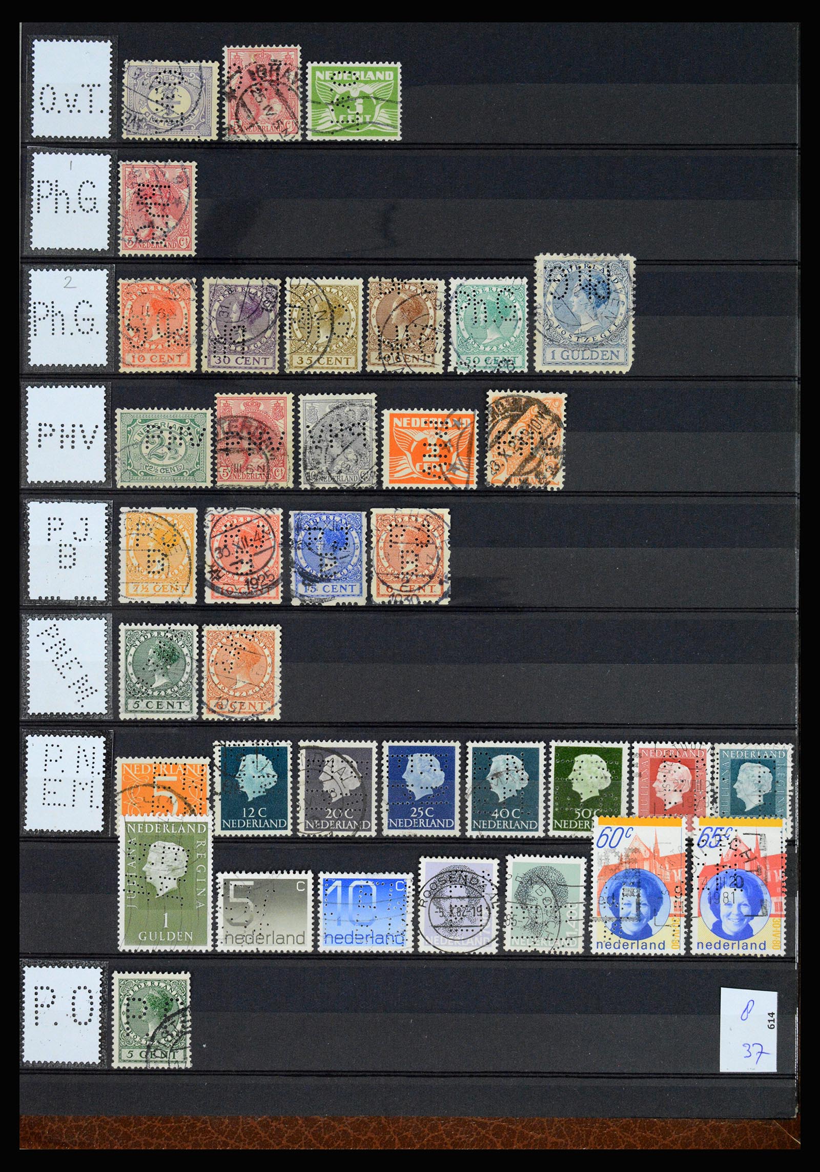 37183 040 - Postzegelverzameling 37183 Nederland firmaperforaties 1872-1960.