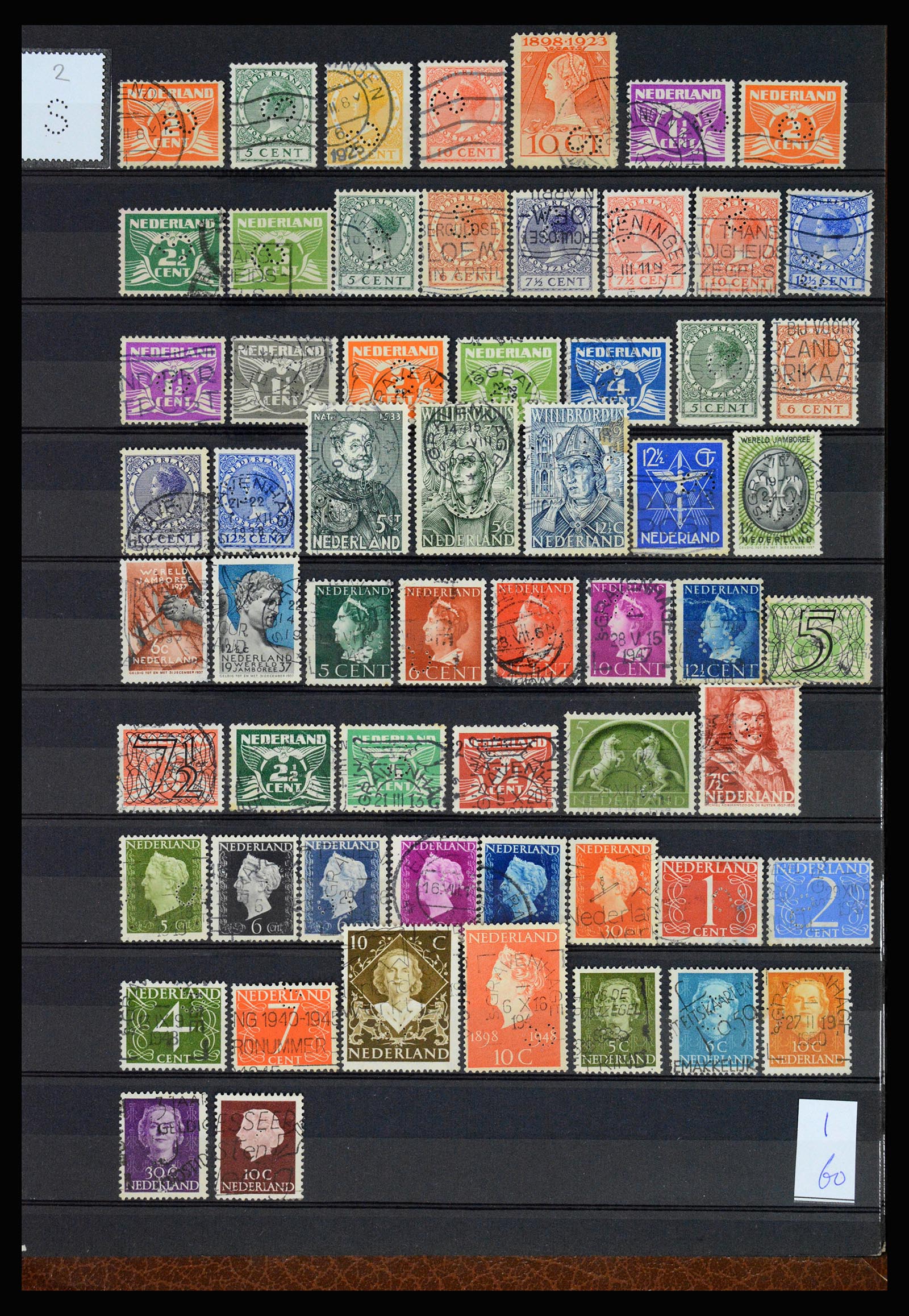 37183 044 - Postzegelverzameling 37183 Nederland firmaperforaties 1872-1960.