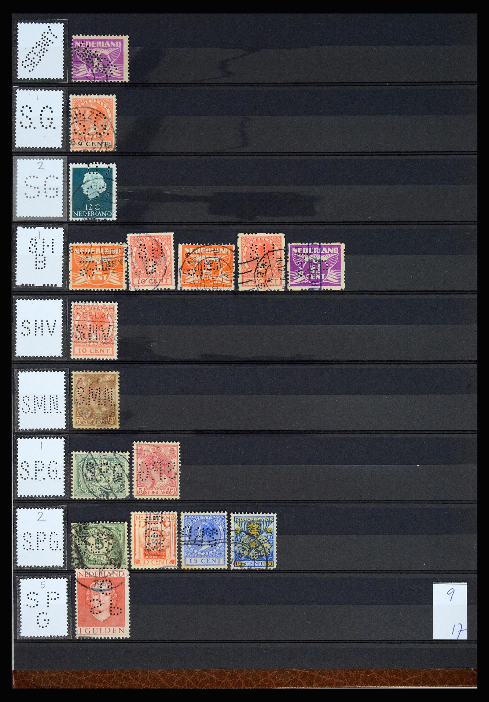 37183 046 - Postzegelverzameling 37183 Nederland firmaperforaties 1872-1960.