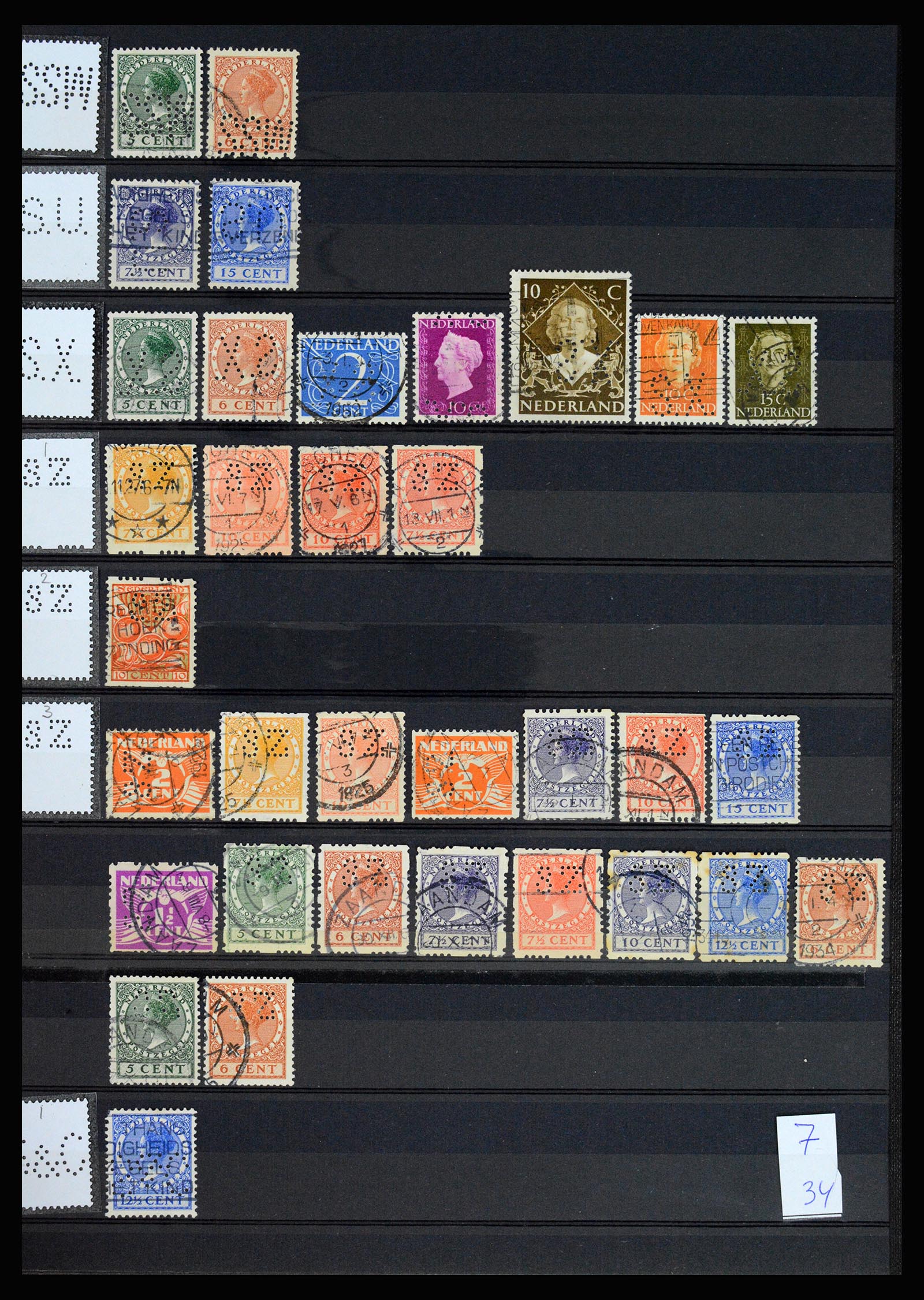 37183 047 - Postzegelverzameling 37183 Nederland firmaperforaties 1872-1960.