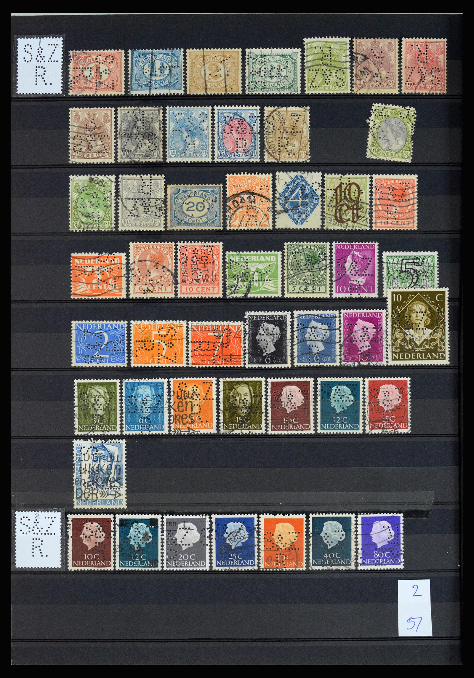 37183 049 - Postzegelverzameling 37183 Nederland firmaperforaties 1872-1960.
