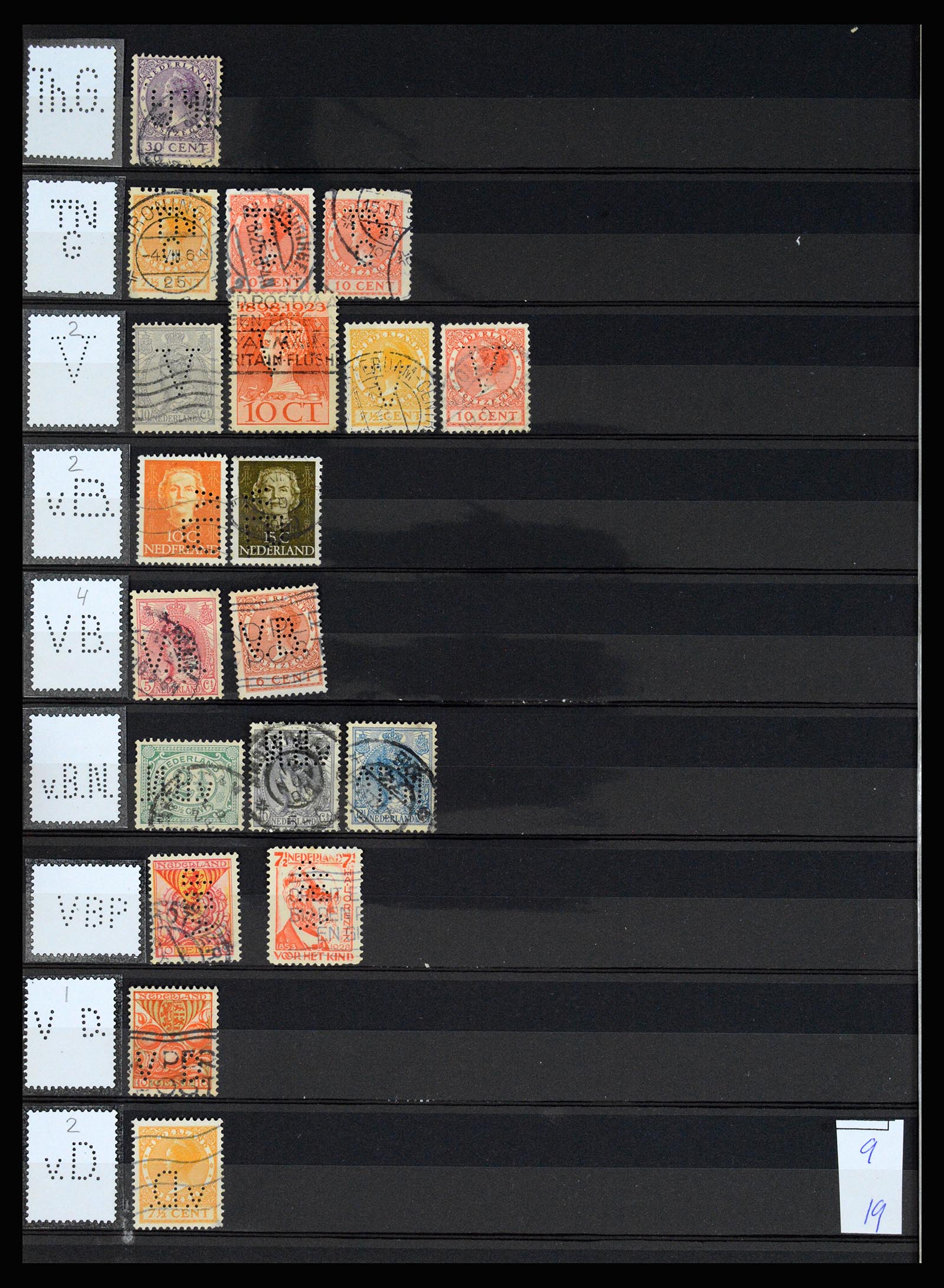 37183 051 - Stamp collection 37183 Netherlands perfins 1872-1960.