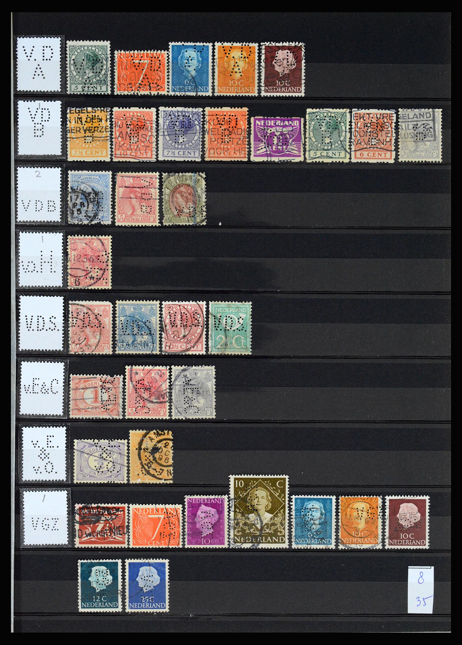 37183 052 - Postzegelverzameling 37183 Nederland firmaperforaties 1872-1960.