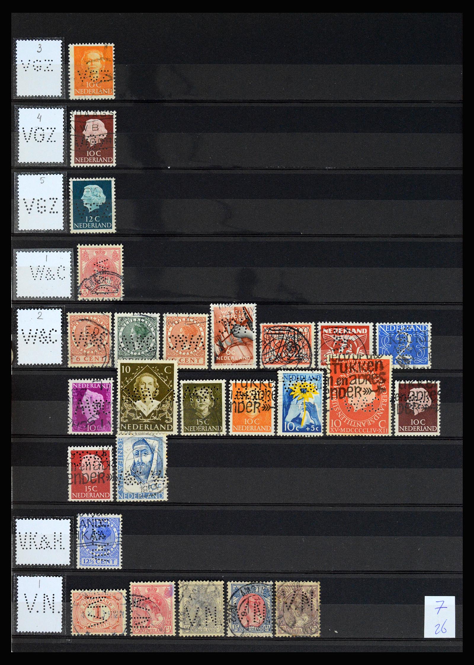 37183 053 - Postzegelverzameling 37183 Nederland firmaperforaties 1872-1960.