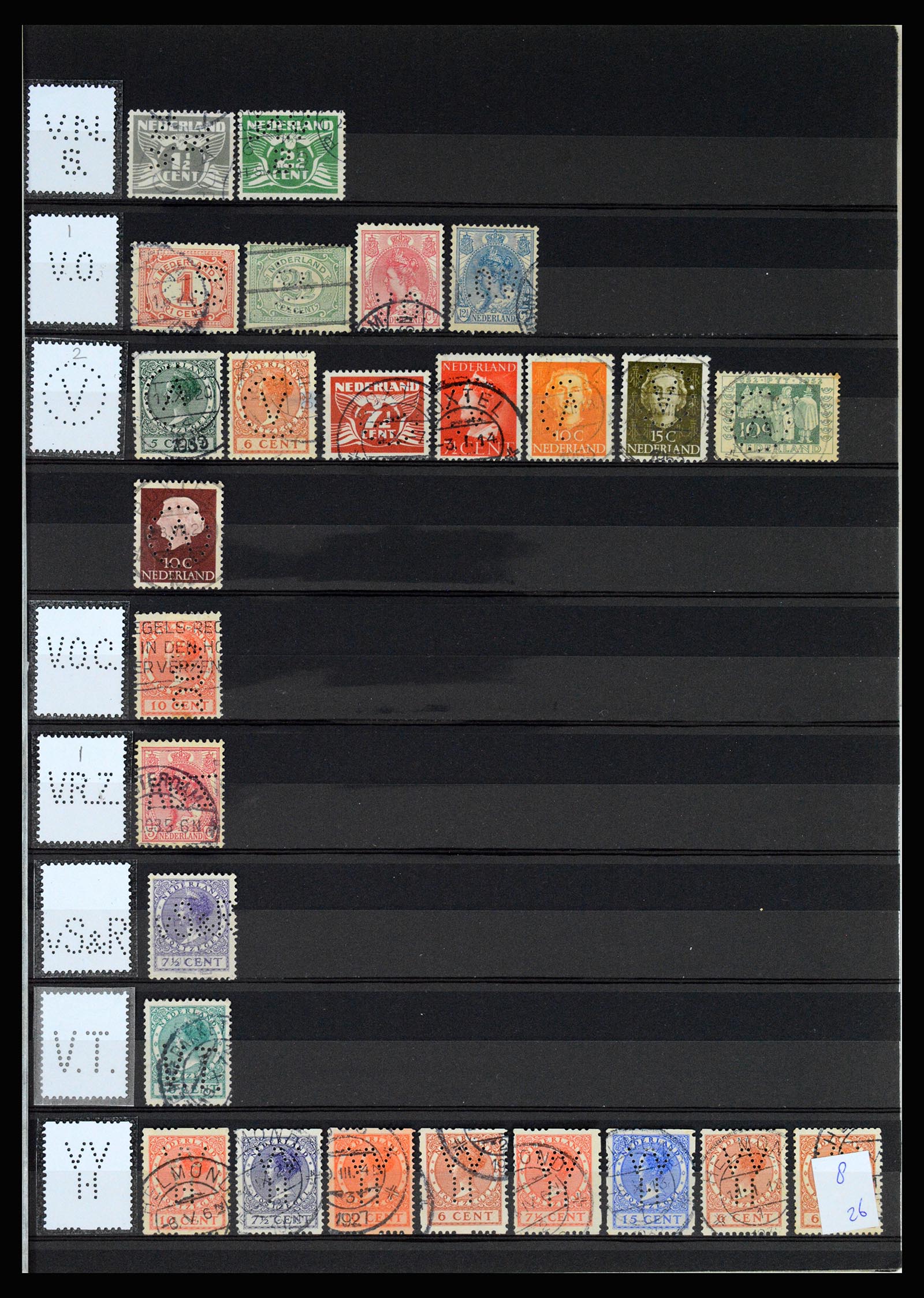 37183 054 - Postzegelverzameling 37183 Nederland firmaperforaties 1872-1960.