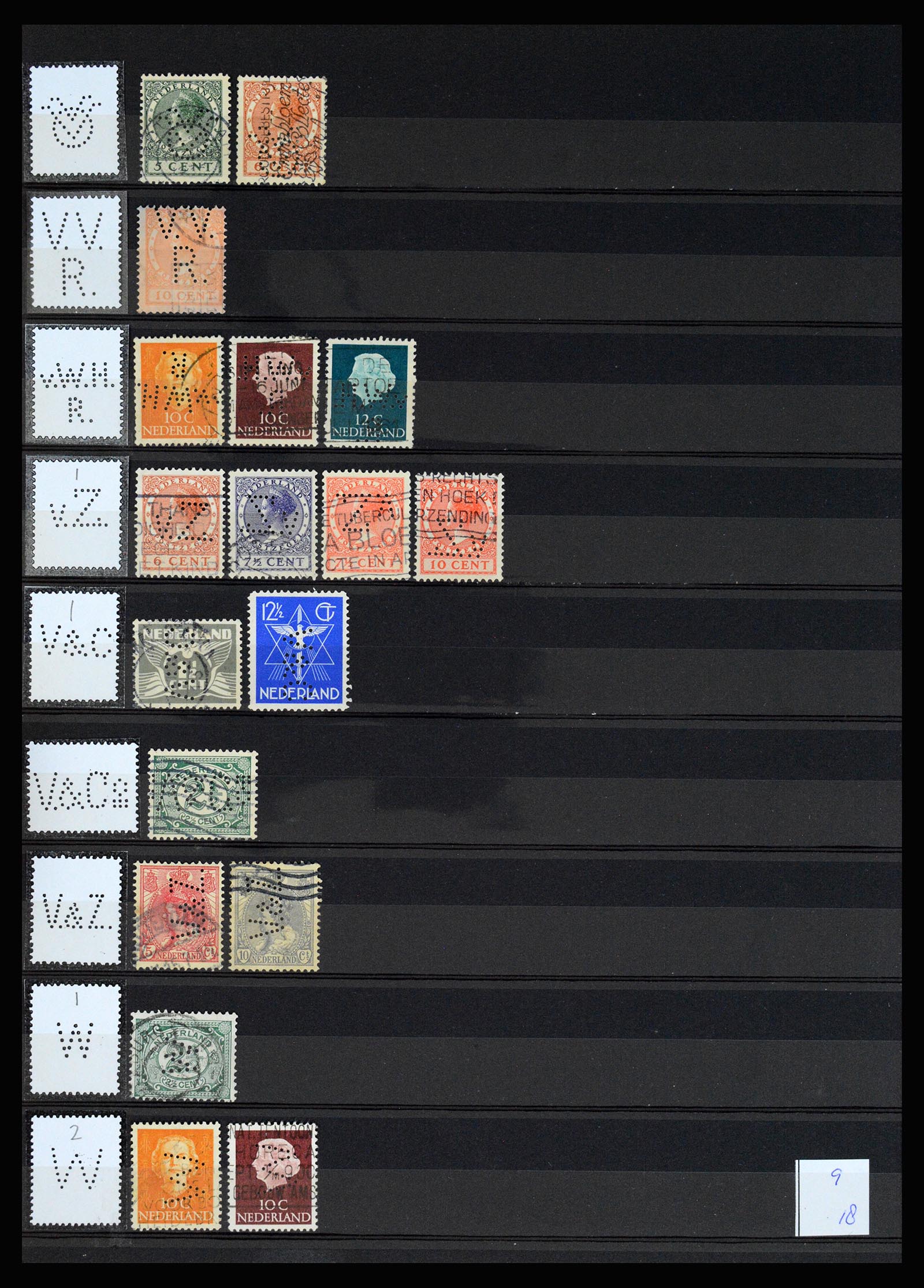 37183 055 - Postzegelverzameling 37183 Nederland firmaperforaties 1872-1960.