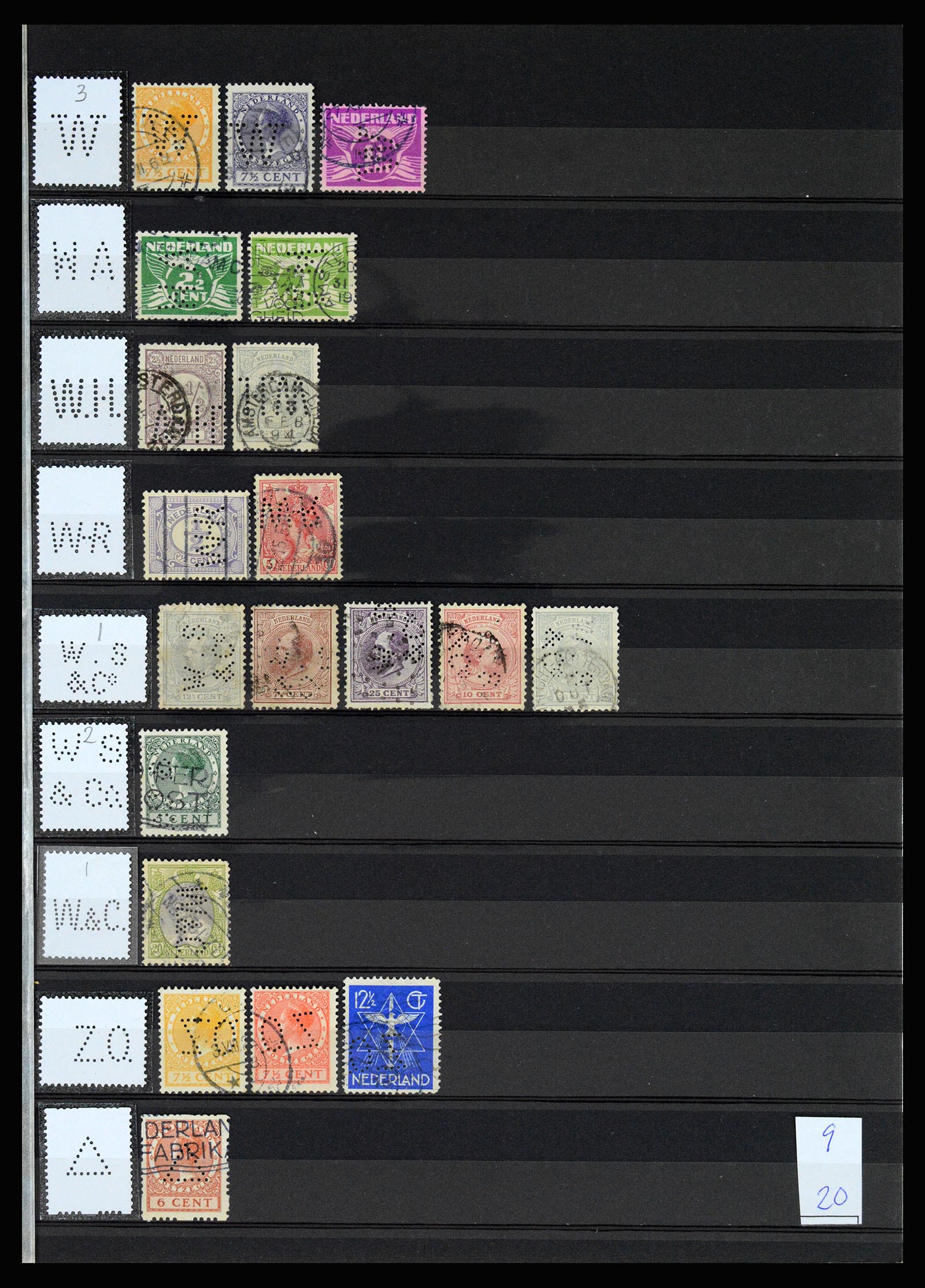 37183 056 - Postzegelverzameling 37183 Nederland firmaperforaties 1872-1960.