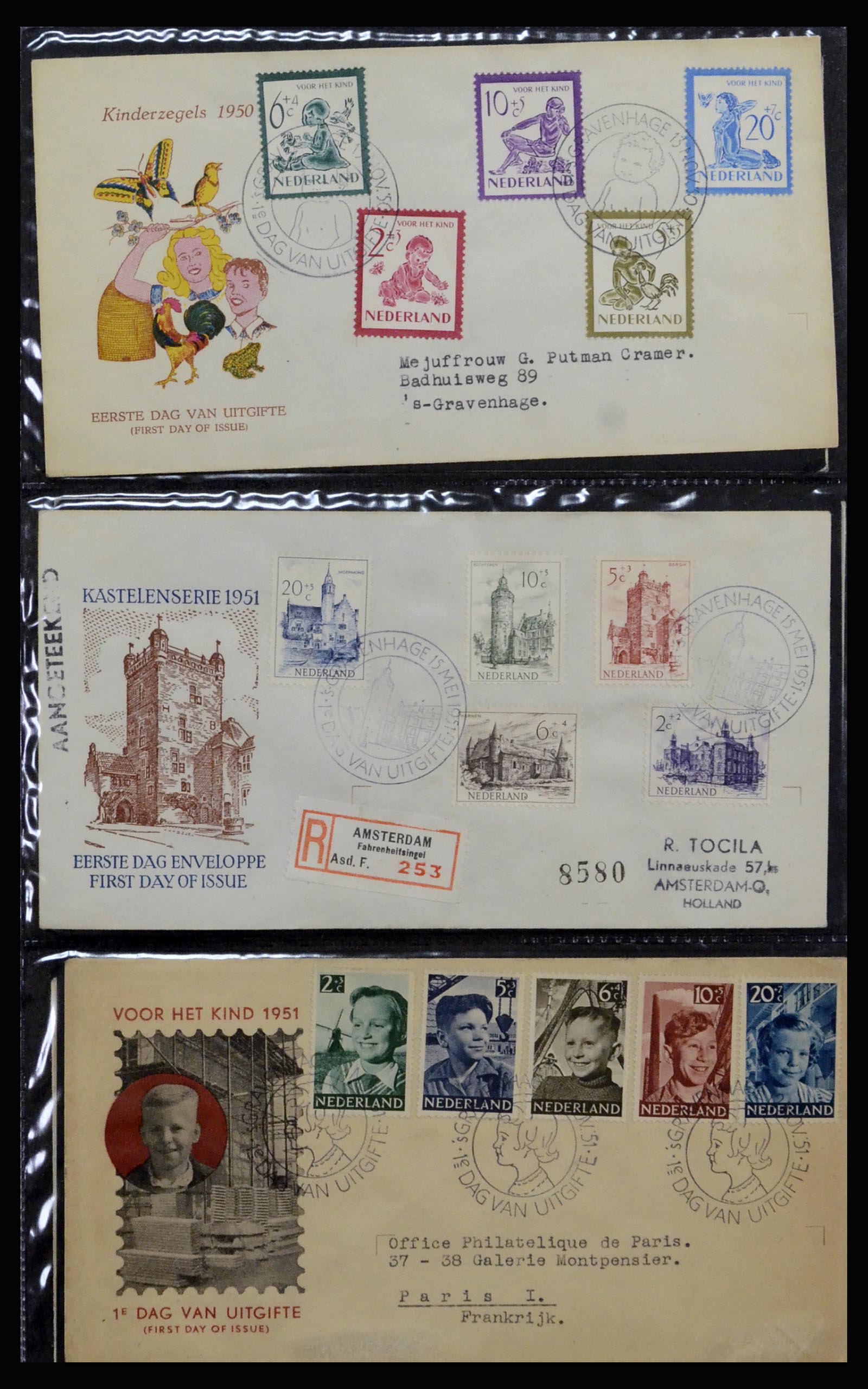 37197 003 - Postzegelverzameling 37197 Nederland FDC's 1950-2004.