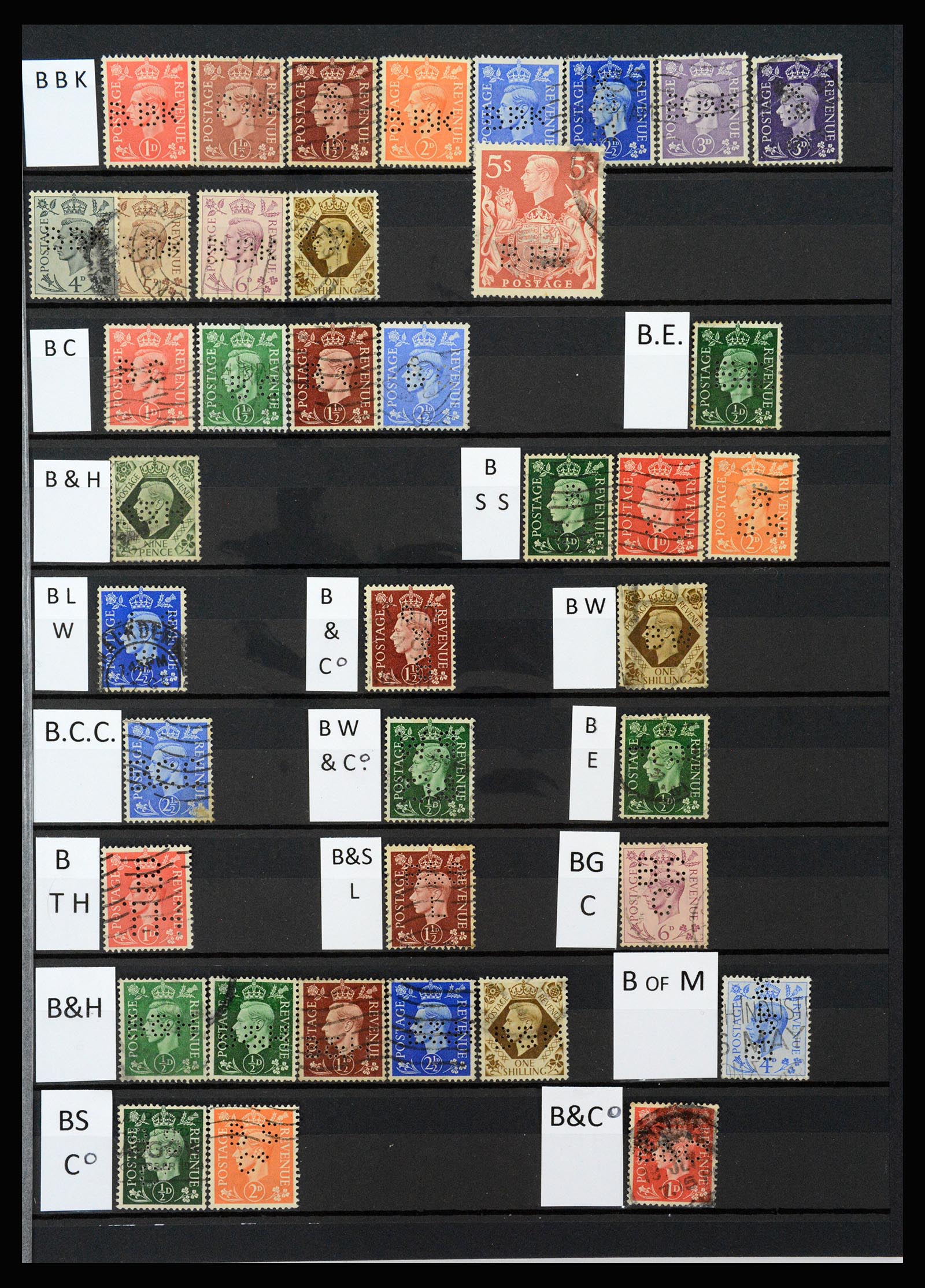 37248 003 - Postzegelverzameling 37248 Engeland perfins George VI 1936-1952.