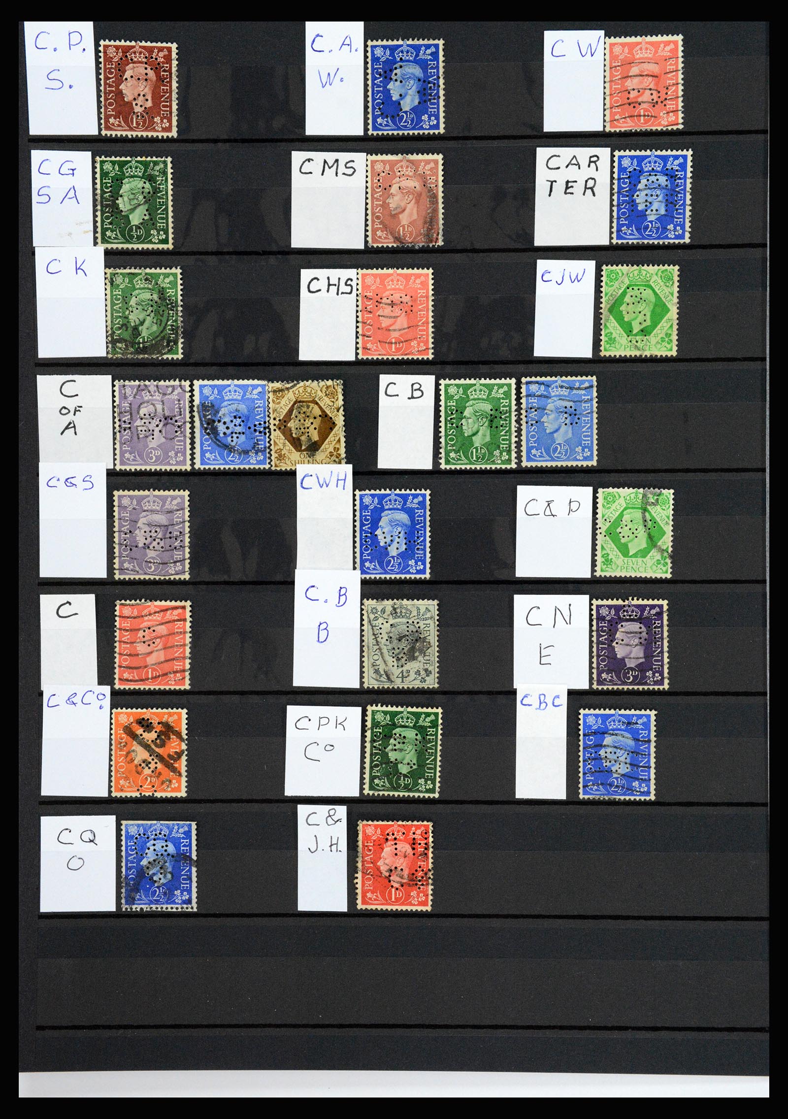 37248 006 - Postzegelverzameling 37248 Engeland perfins George VI 1936-1952.