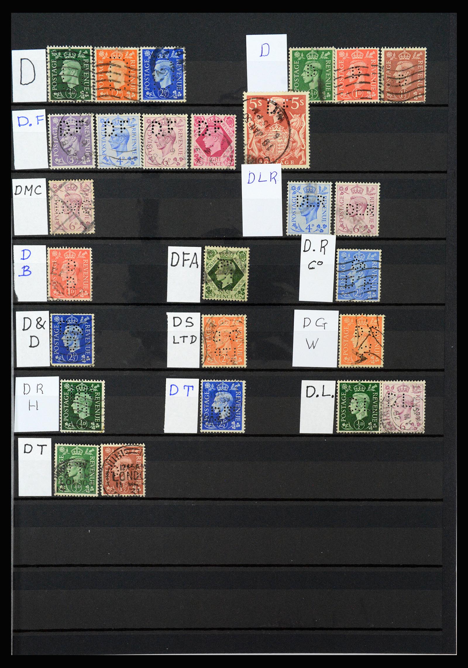 37248 007 - Stamp collection 37248 Great Britain perfins George VI 1936-1952.
