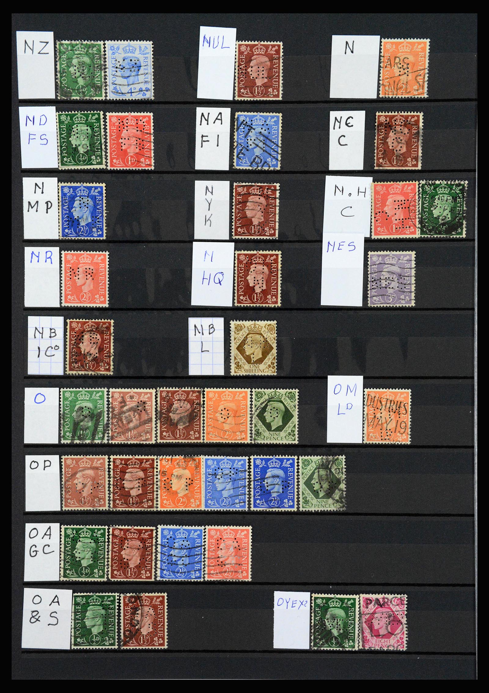 37248 018 - Postzegelverzameling 37248 Engeland perfins George VI 1936-1952.