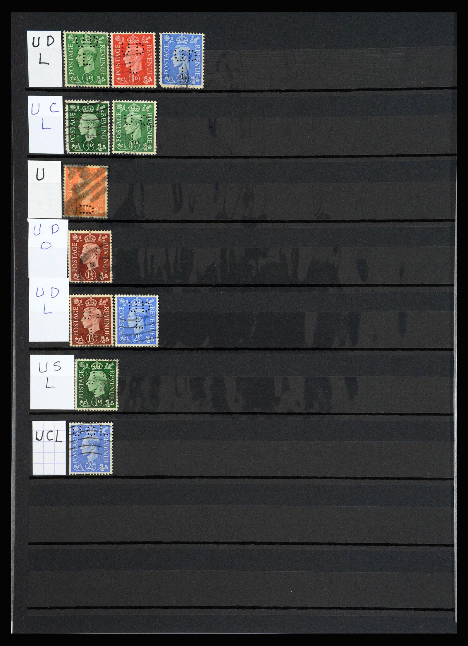 37248 024 - Postzegelverzameling 37248 Engeland perfins George VI 1936-1952.