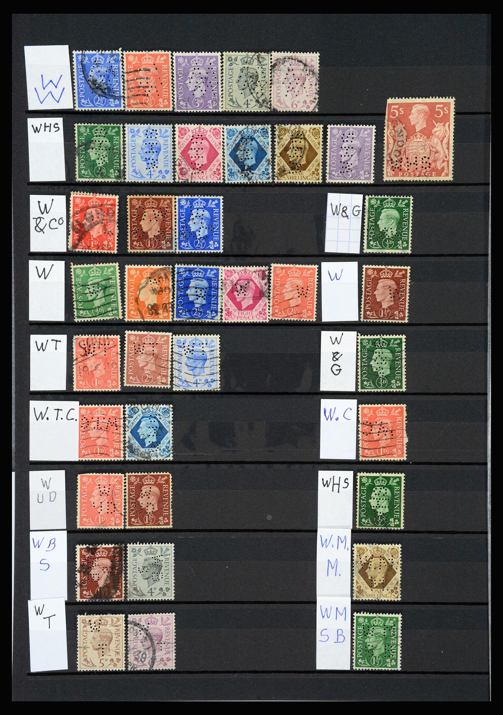 37248 026 - Postzegelverzameling 37248 Engeland perfins George VI 1936-1952.