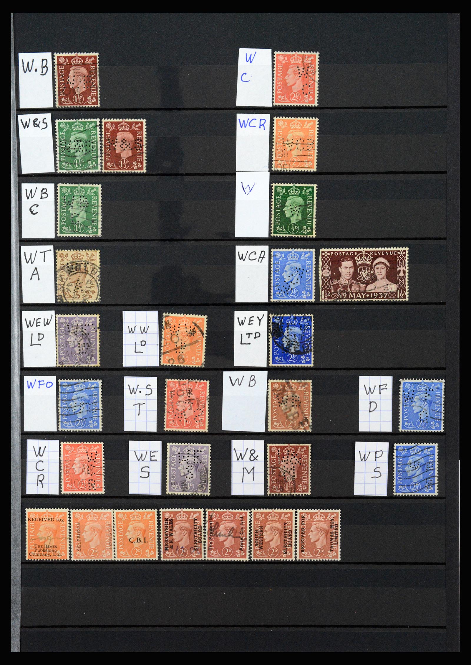 37248 027 - Postzegelverzameling 37248 Engeland perfins George VI 1936-1952.