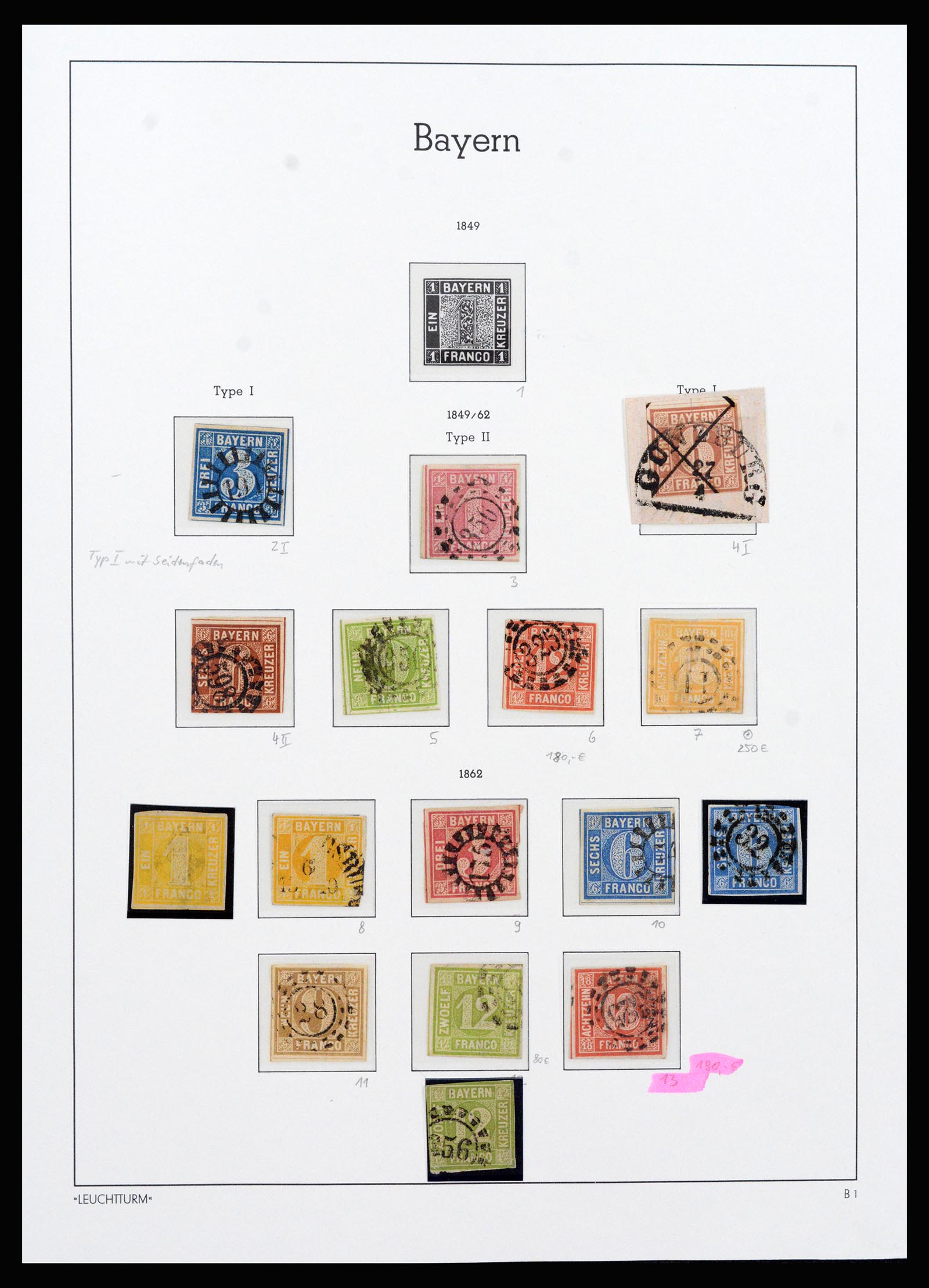 37255 001 - Postzegelverzameling 37255 Beieren 1849-1920.