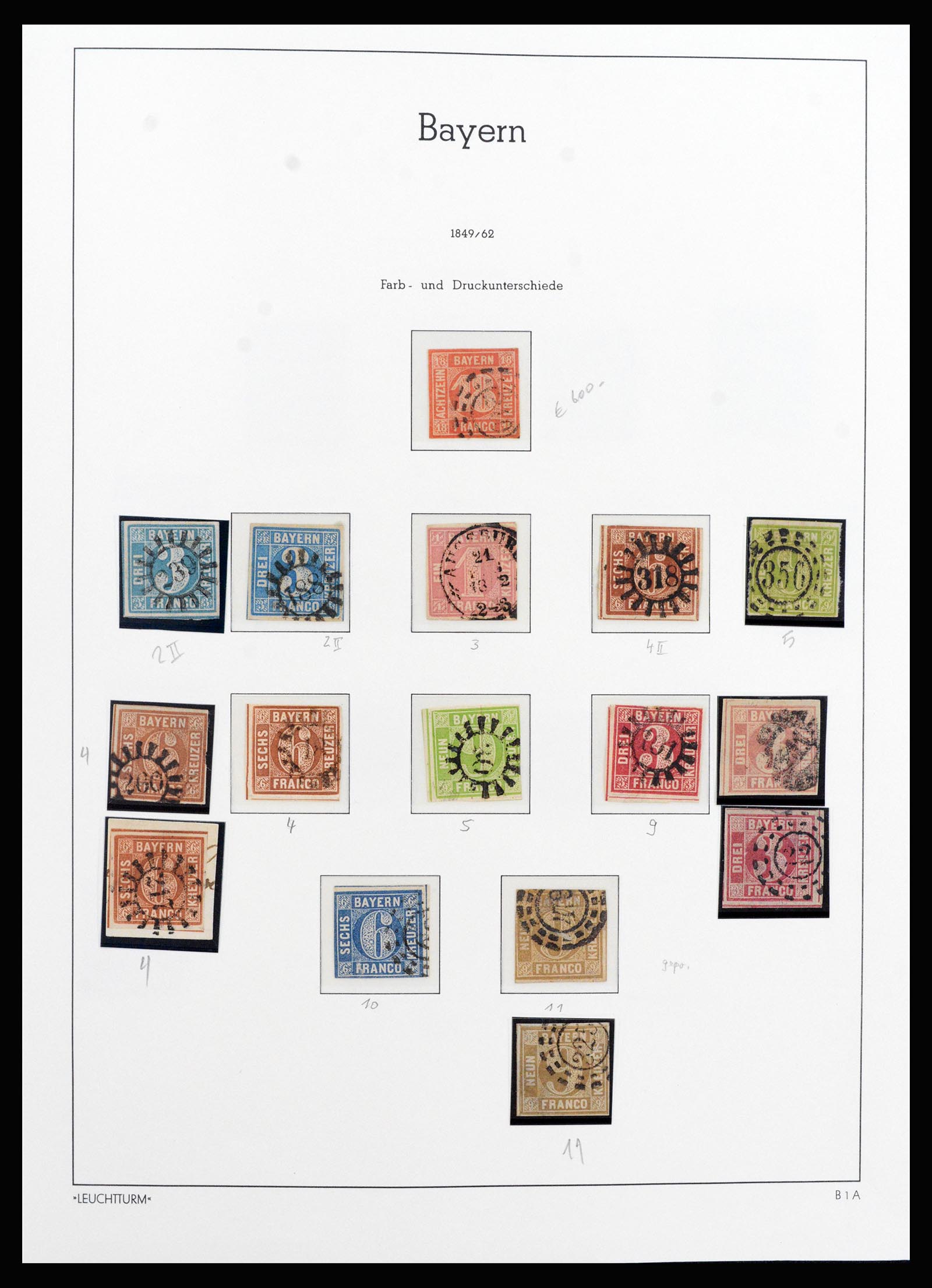 37255 002 - Postzegelverzameling 37255 Beieren 1849-1920.
