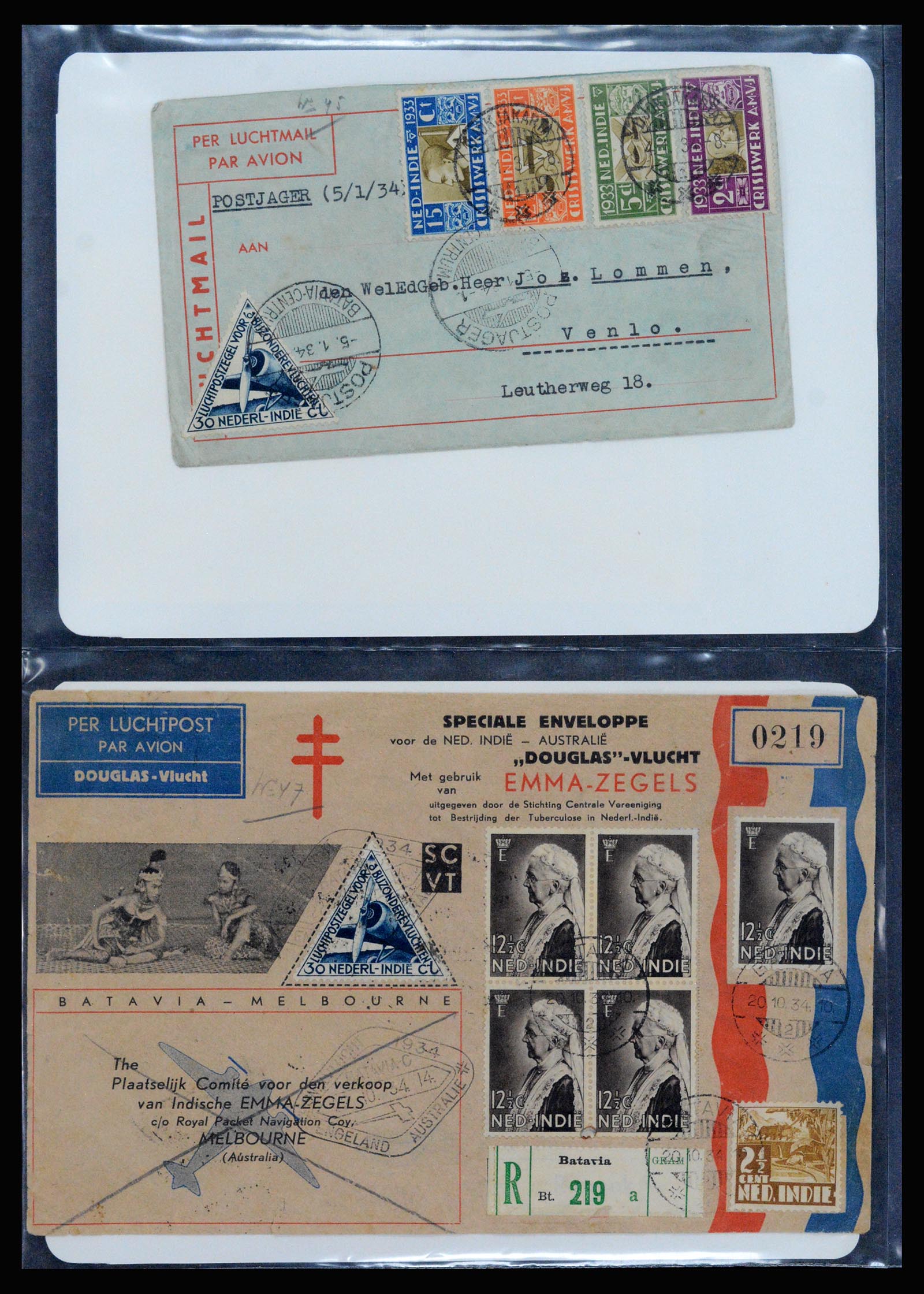 37256 004 - Postzegelverzameling 37256 Nederland en gebieden brieven 1899-1960.