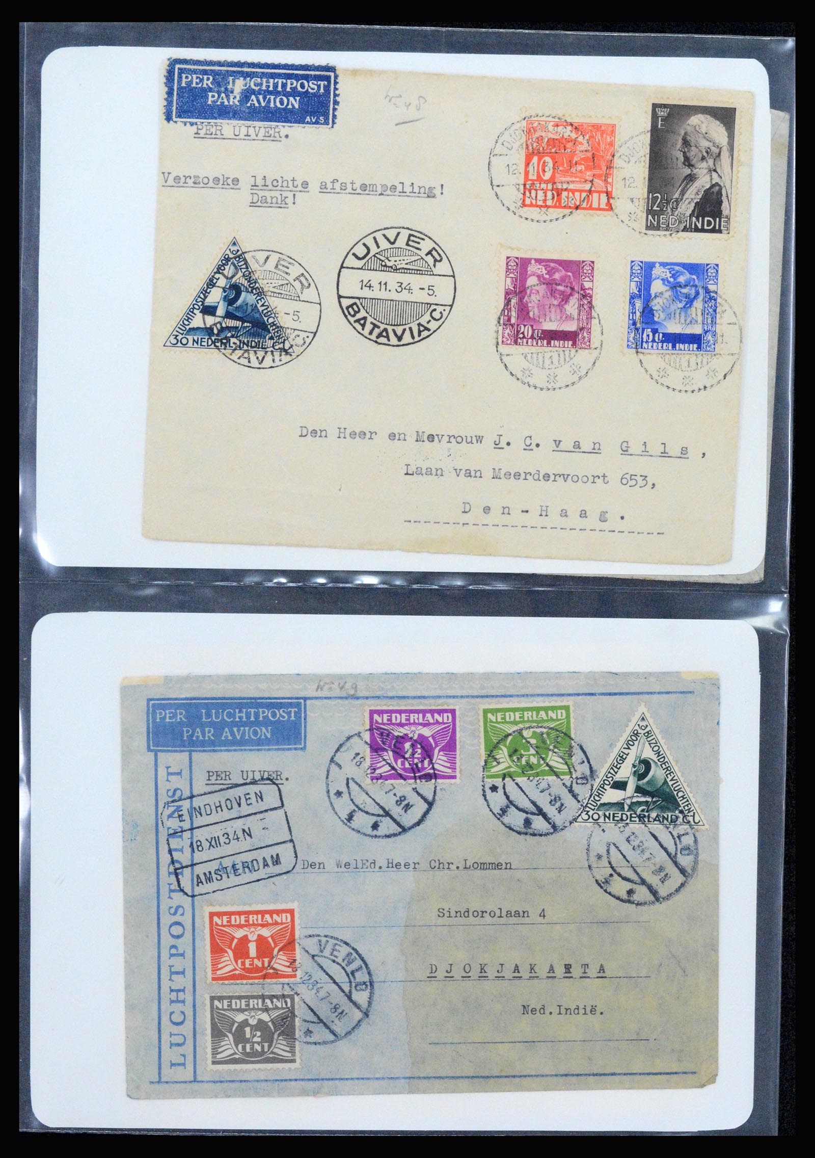 37256 005 - Postzegelverzameling 37256 Nederland en gebieden brieven 1899-1960.