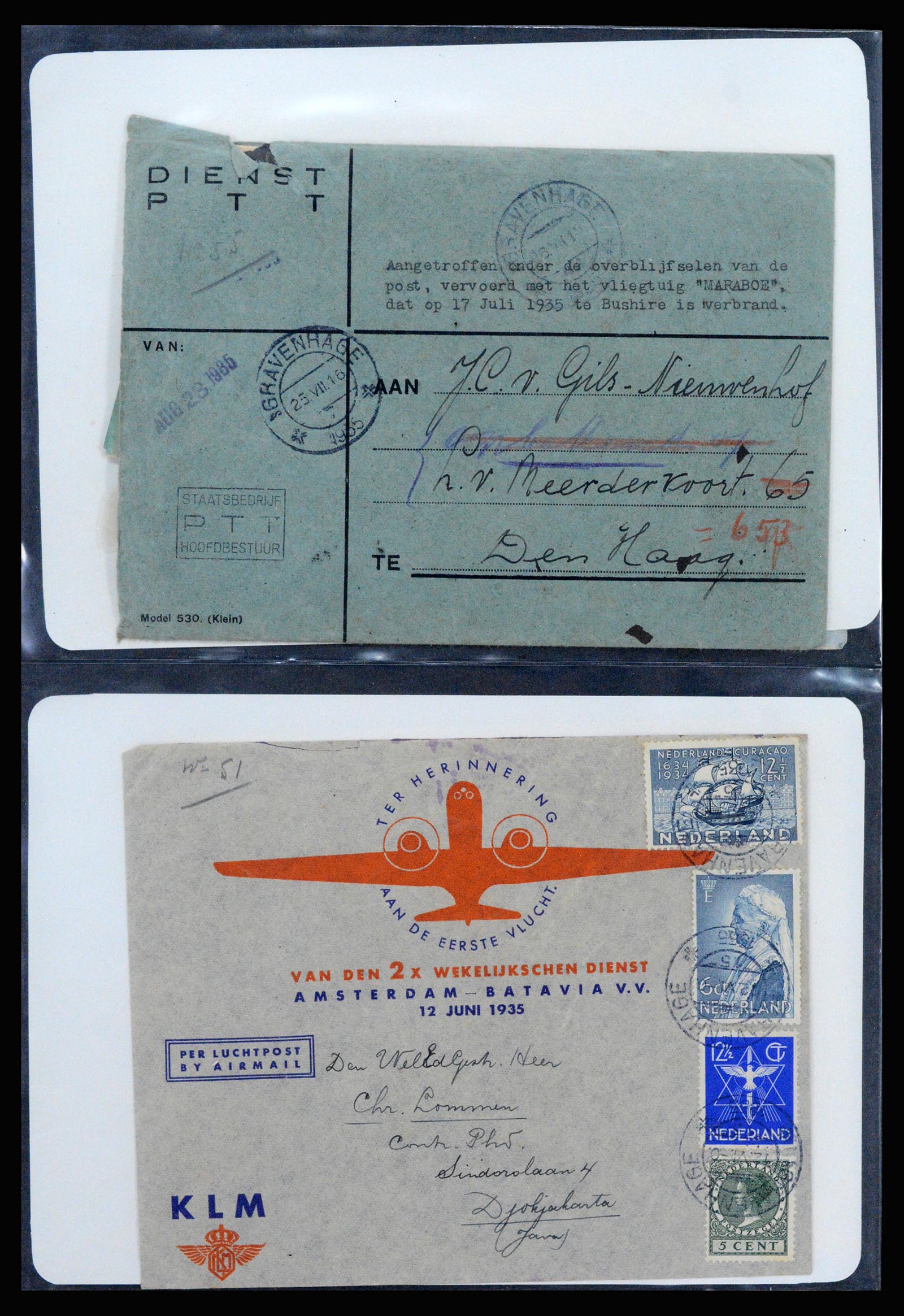 37256 007 - Postzegelverzameling 37256 Nederland en gebieden brieven 1899-1960.