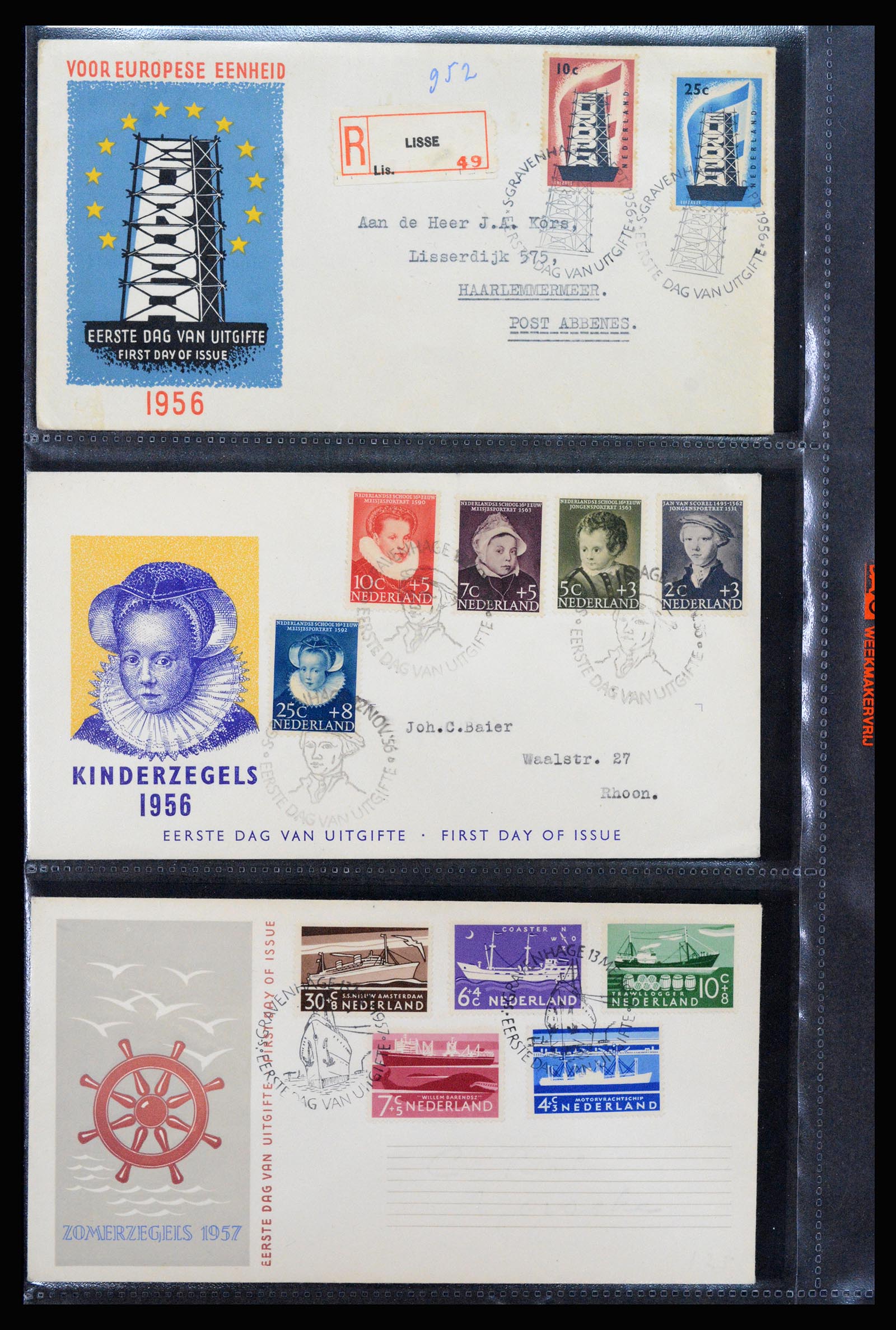 37264 010 - Postzegelverzameling 37264 Nederland FDC's 1950-1975.