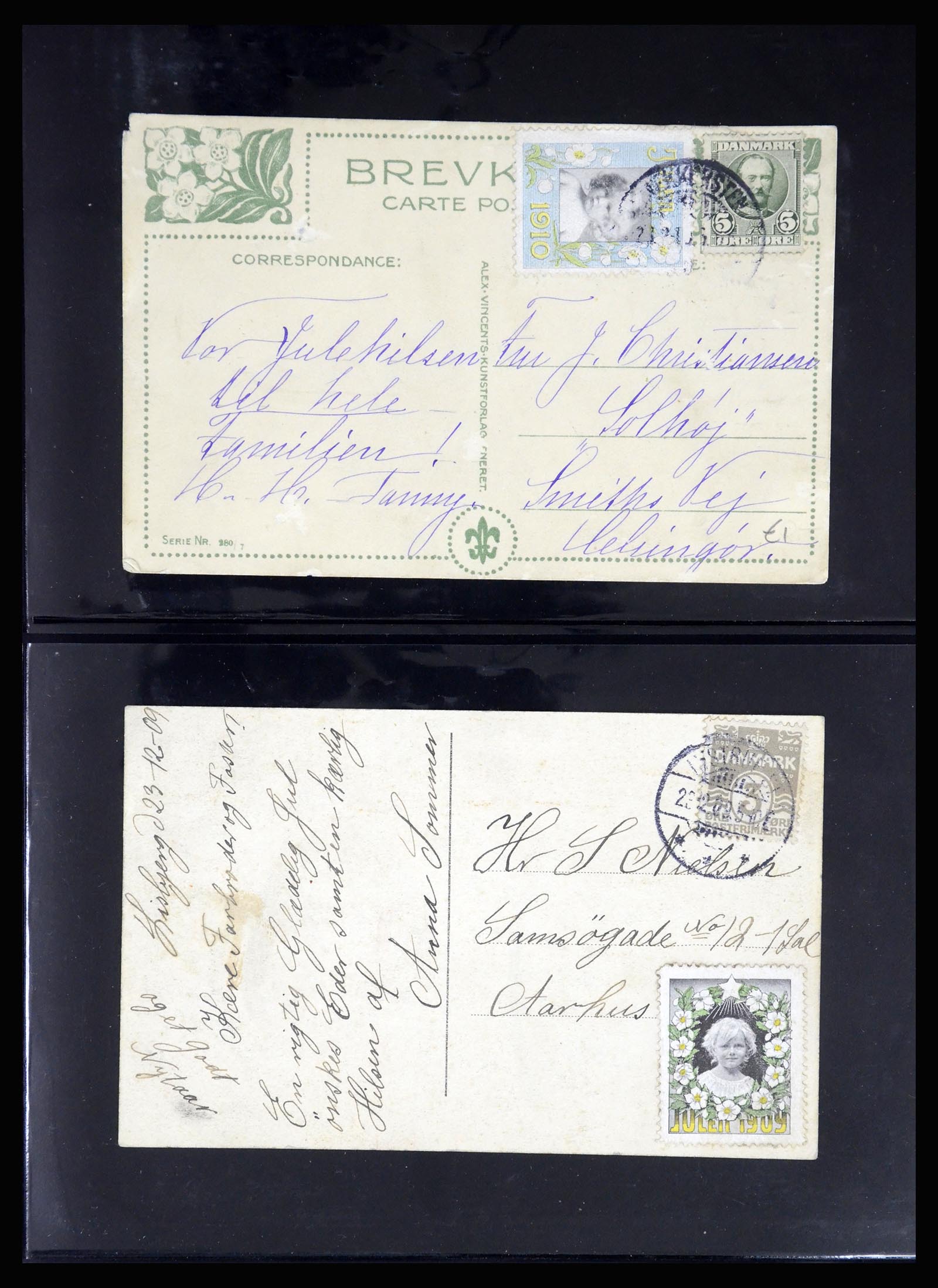 37271 001 - Postzegelverzameling 37271 Scandinavië Jul zegels op brief 1907-1990.