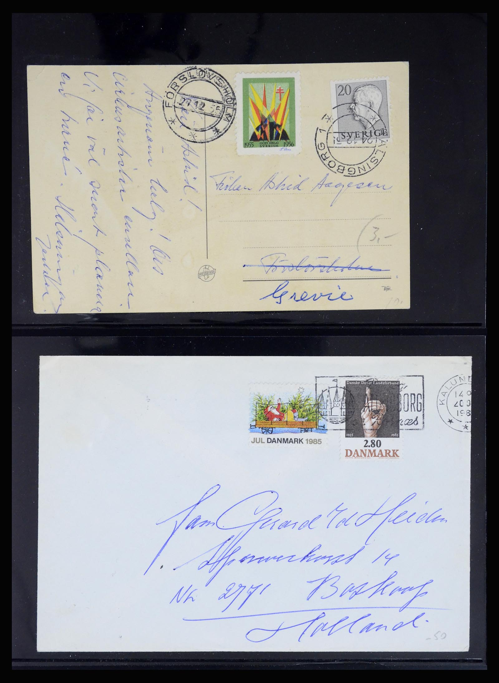 37271 003 - Postzegelverzameling 37271 Scandinavië Jul zegels op brief 1907-1990.