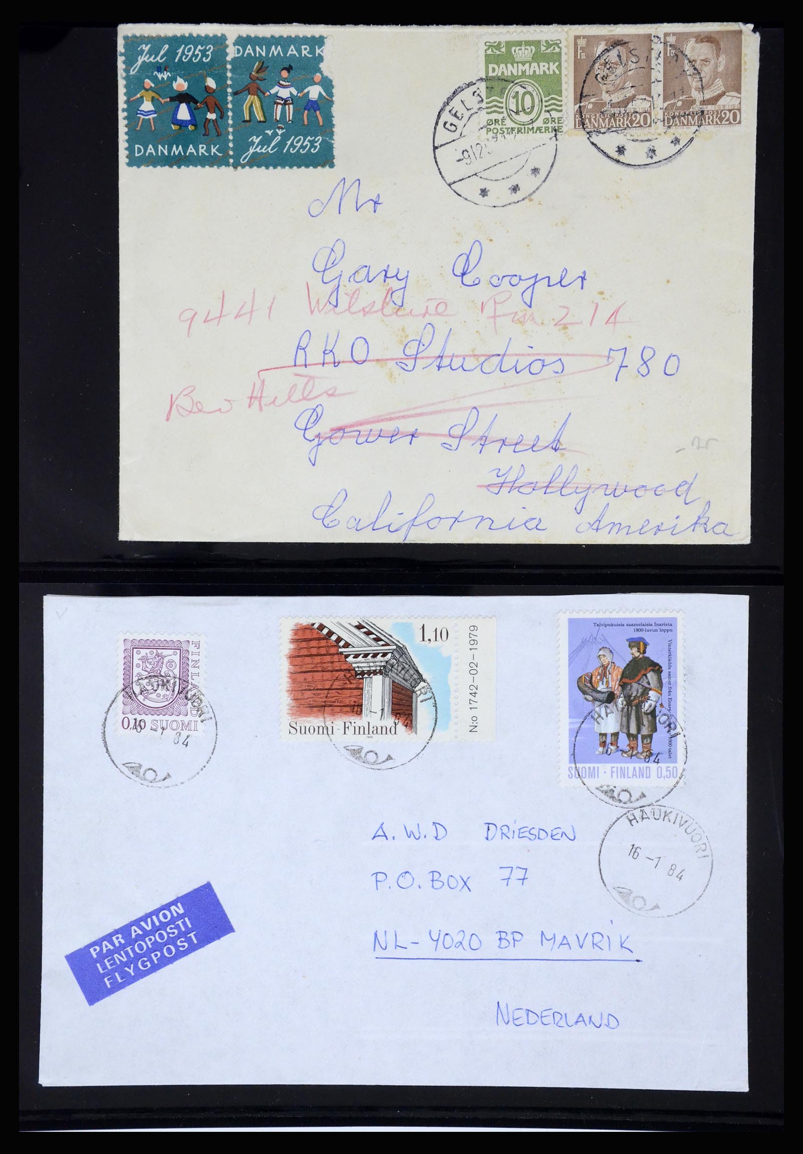 37271 004 - Postzegelverzameling 37271 Scandinavië Jul zegels op brief 1907-1990.