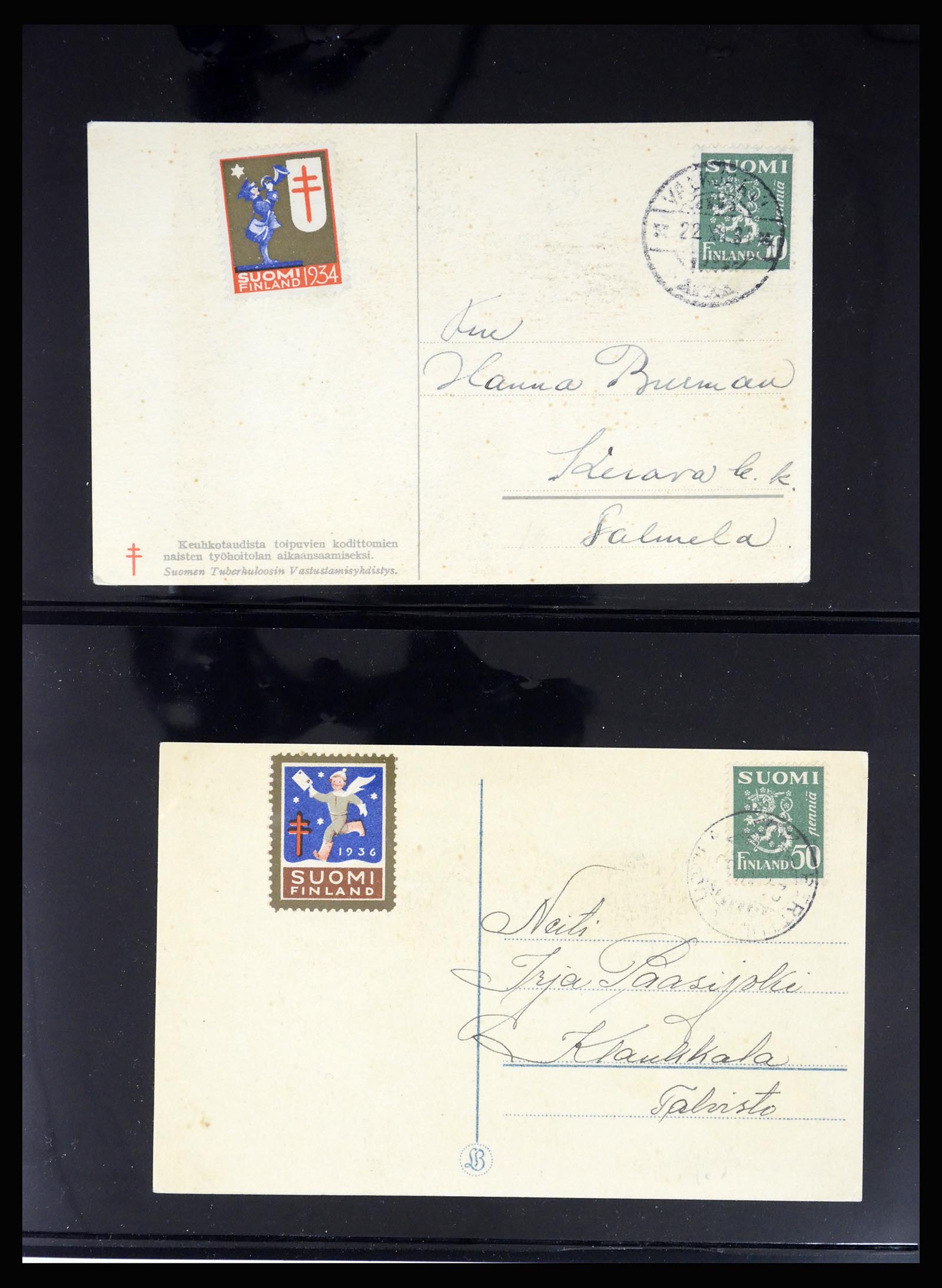 37271 005 - Postzegelverzameling 37271 Scandinavië Jul zegels op brief 1907-1990.