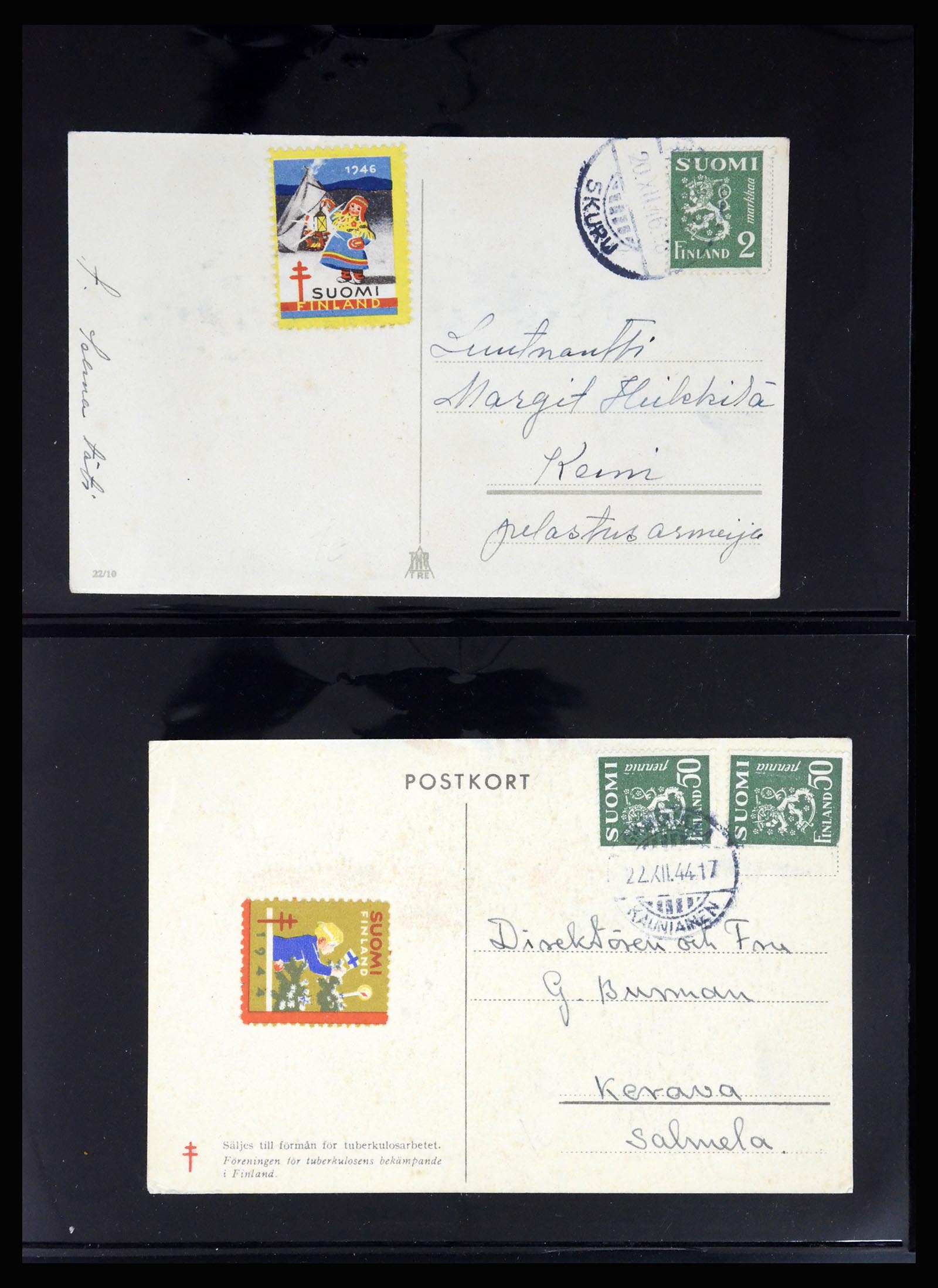 37271 007 - Postzegelverzameling 37271 Scandinavië Jul zegels op brief 1907-1990.