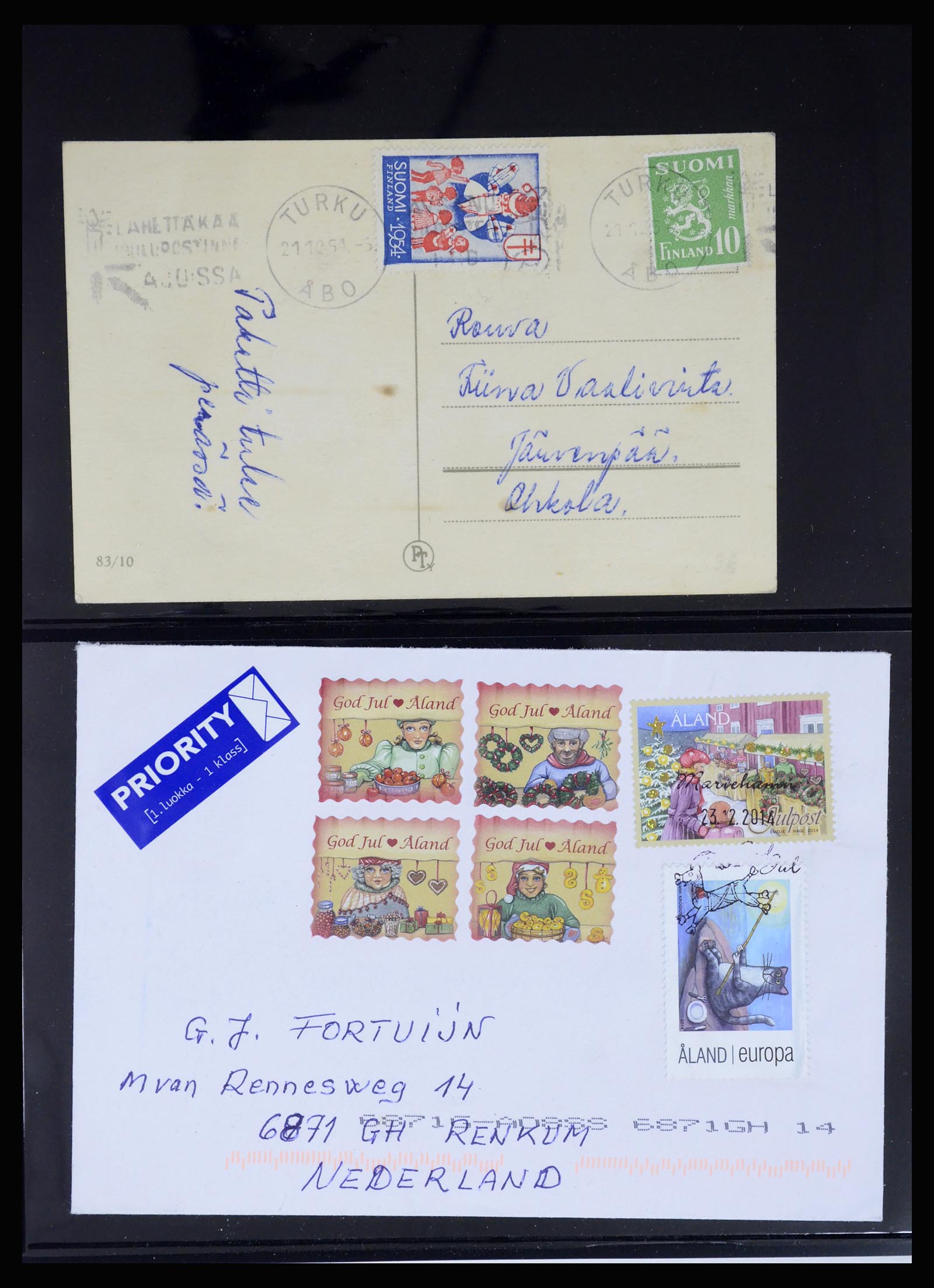 37271 011 - Postzegelverzameling 37271 Scandinavië Jul zegels op brief 1907-1990.