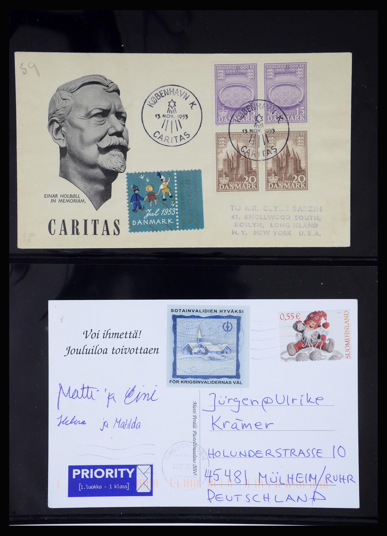 37271 012 - Postzegelverzameling 37271 Scandinavië Jul zegels op brief 1907-1990.