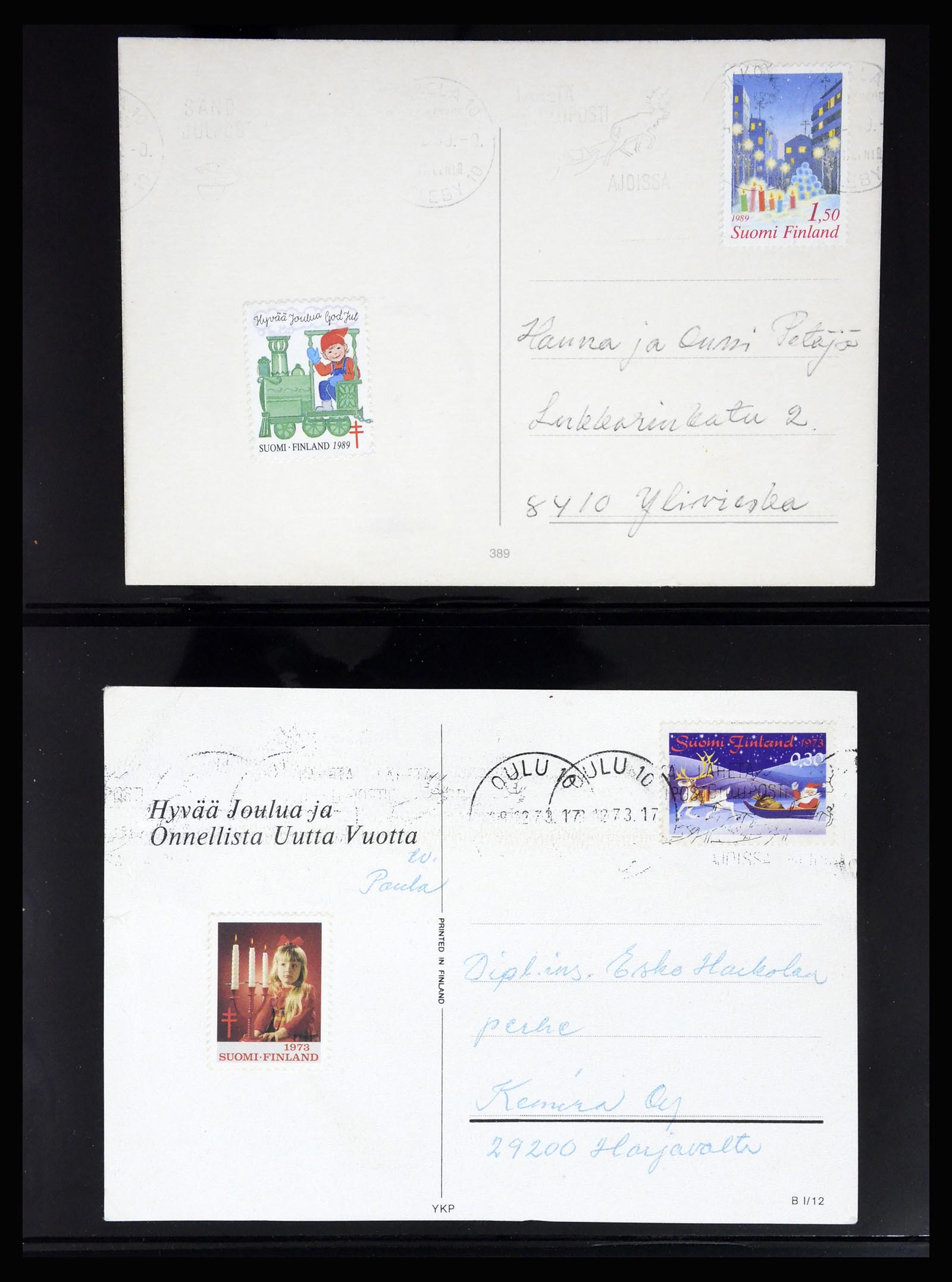 37271 015 - Postzegelverzameling 37271 Scandinavië Jul zegels op brief 1907-1990.