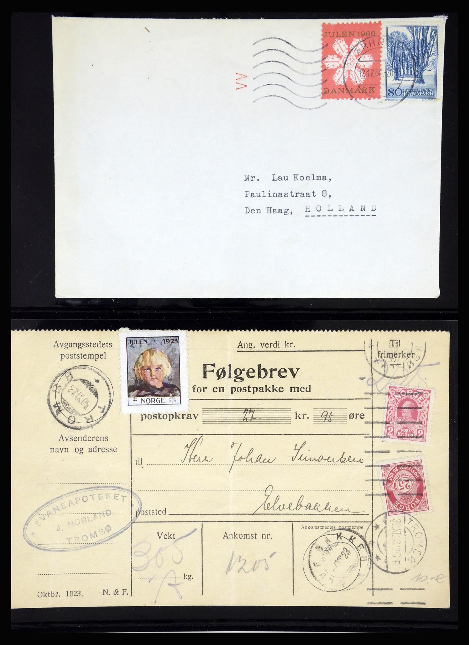 37271 018 - Postzegelverzameling 37271 Scandinavië Jul zegels op brief 1907-1990.