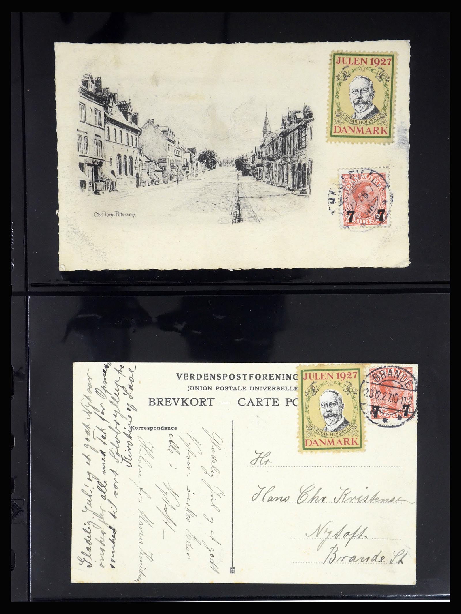 37271 019 - Postzegelverzameling 37271 Scandinavië Jul zegels op brief 1907-1990.
